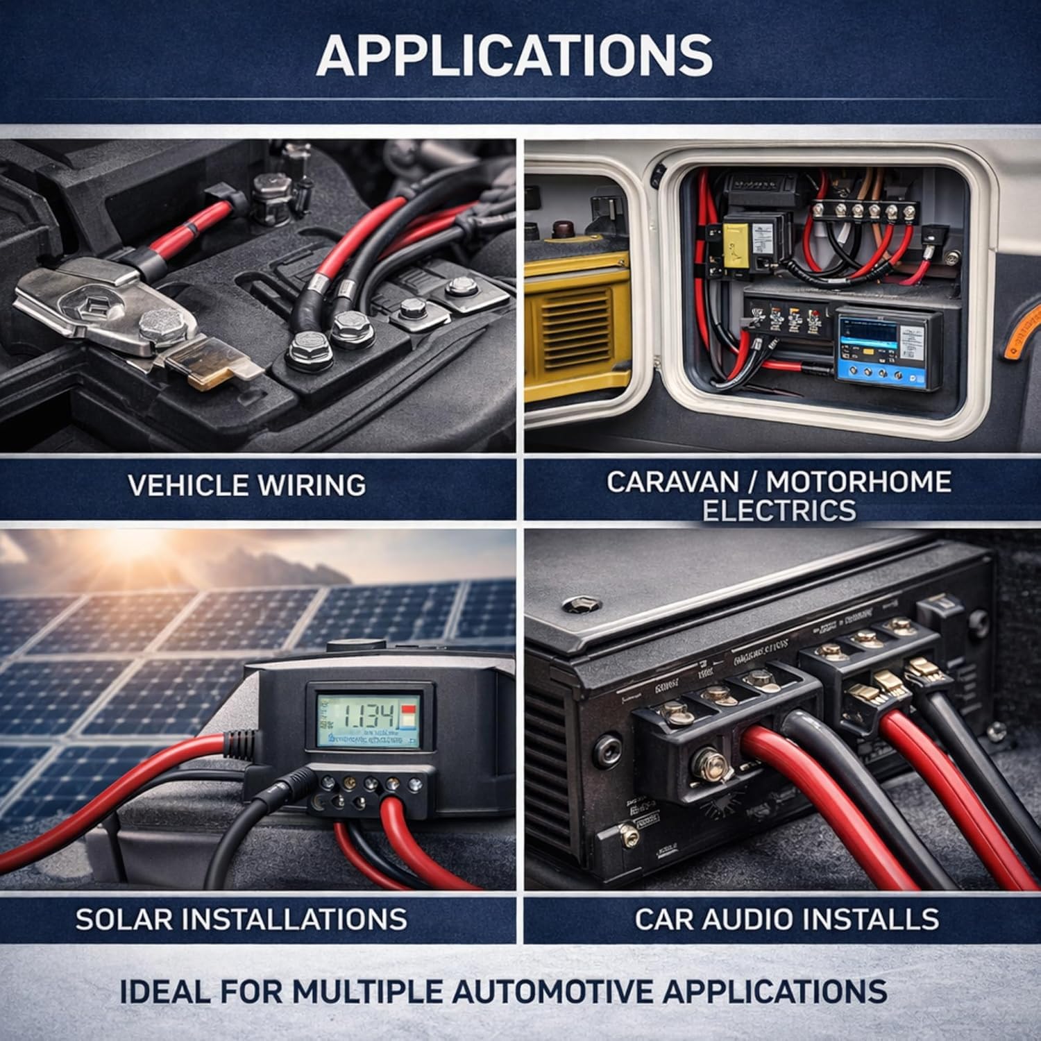 MKGT Set di cavi per batteria da 16 mm², colore rosso e nero, 110 A, in puro rame, flessibile, in PVC, per automobili, motorino di avviamento, inverter, batterie per il tempo libero e applicazioni di