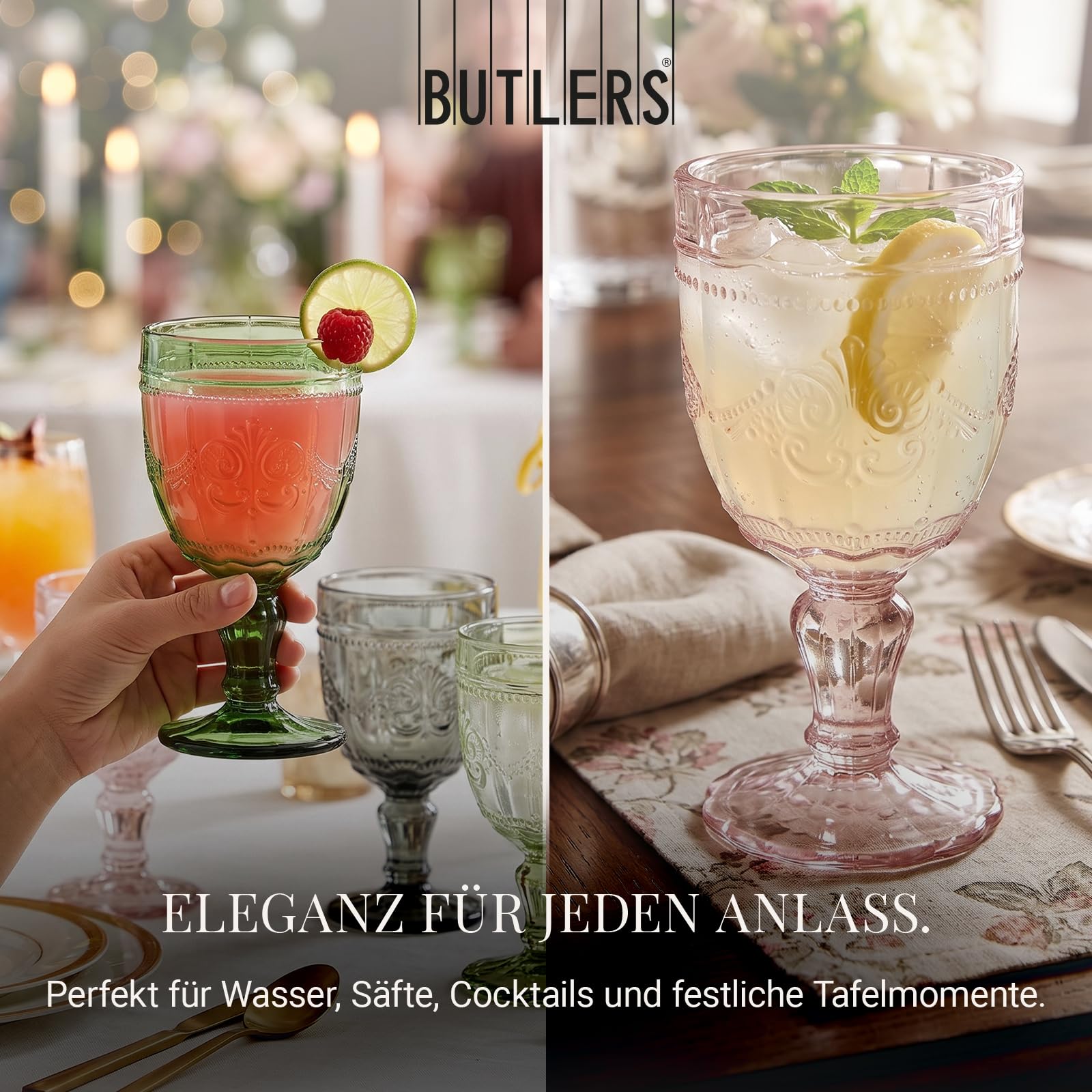 BUTLERS VICTORIAN WeinglÀser, 6er-Set mit Stiel, 230 ml