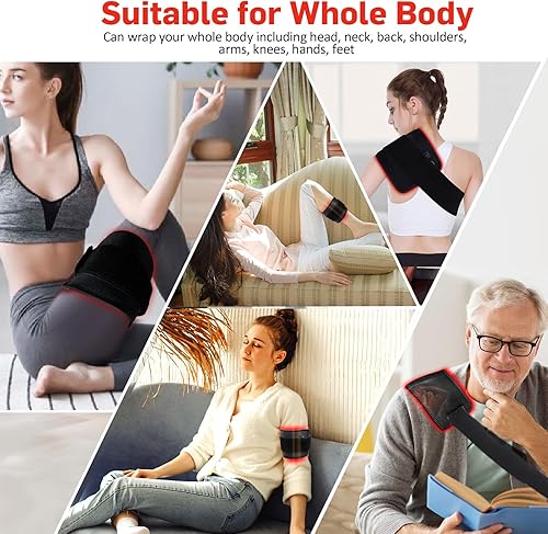 Miniatura 4 de Cinturón de terapia de luz roja, terapia de luz infrarroja 3 en 1 con cuentas LED para cuerpo, envoltura portátil con temporizador para espalda,