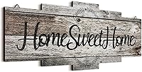 Jetec Rustic Farmhouse Home Sweet Home Wood Sign - Gray Wall Plaque Hanging Decor for Bedroom, Living Room, Wedding (15.7x6.3in)