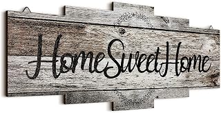 Jetec Rustic Farmhouse Home Sweet Home Wood Sign - Gray Wall Plaque Hanging Decor for Bedroom, Living Room, Wedding (15.7x6.3in)