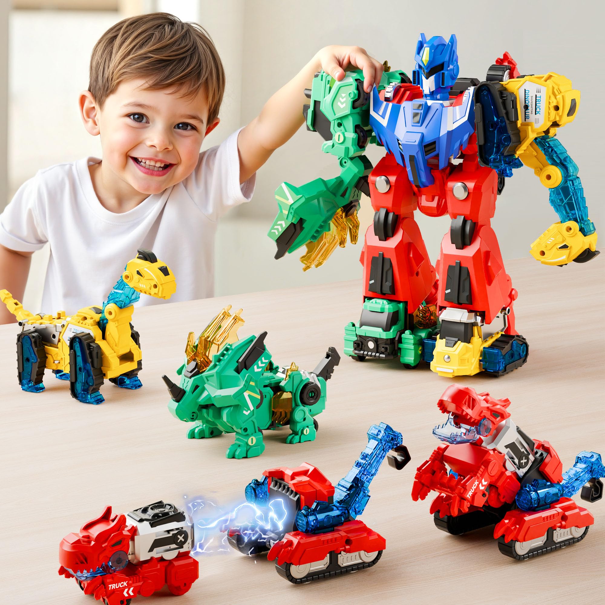 Photo 1 of [MISSING PARTS] iPlay, iLearn Kids Dinosaur Transforme Robot Toy, Magnetic Construction Trucks Transform into Dinosaurs, Toddler STEM Educational Learning Toy, Cool Birthday Gifts for 3 4 5 6 7 8 Year Old Boy Girl