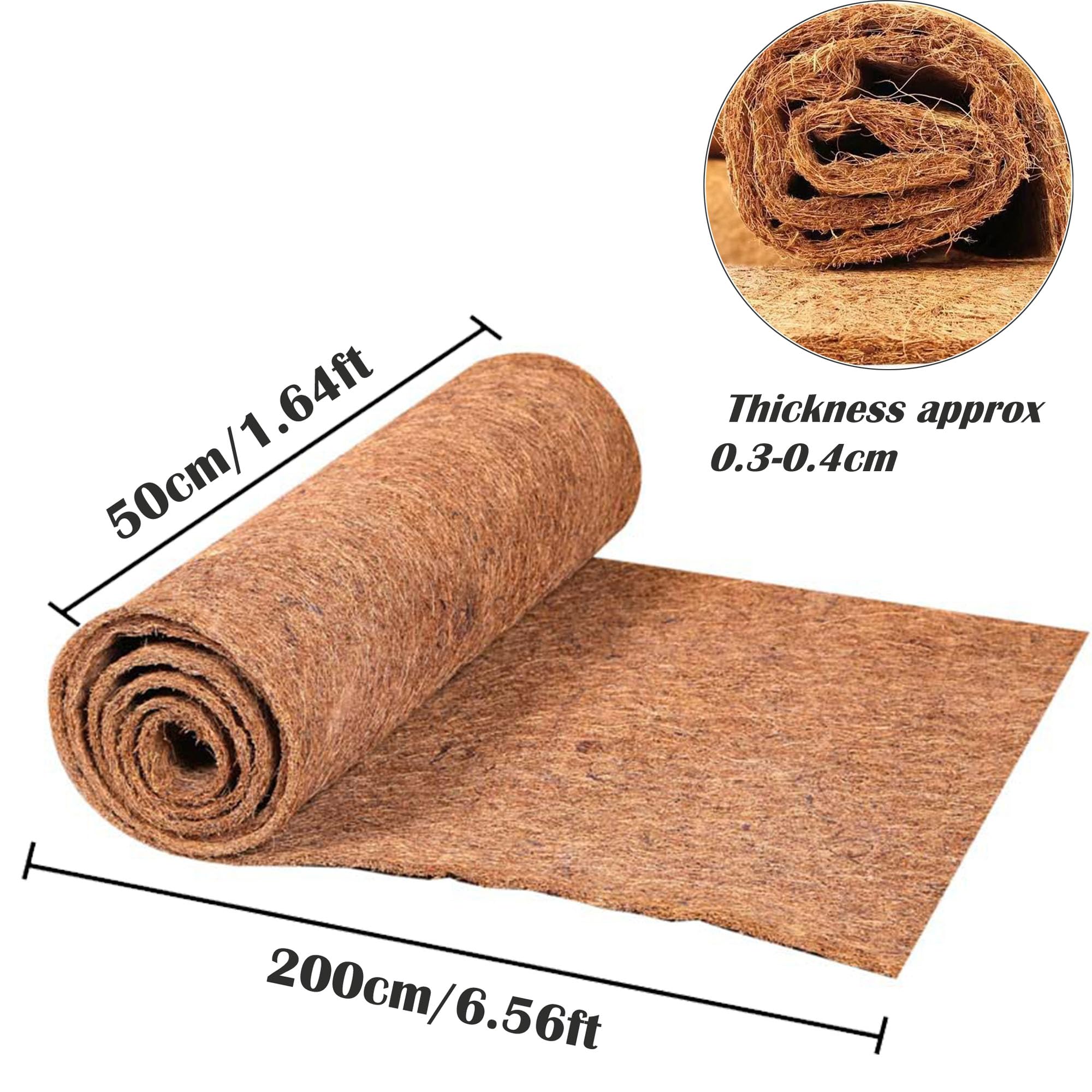 Rollo De Forro De Coco Para Macetas, Forro Para Cestas Colgantes, Forro De Coco Para Macetas, Esteras Petri De Fibra De Coco, Caja Para Cestas Colgantes, 50cm x 200cm/1.64ft x 6.56ft