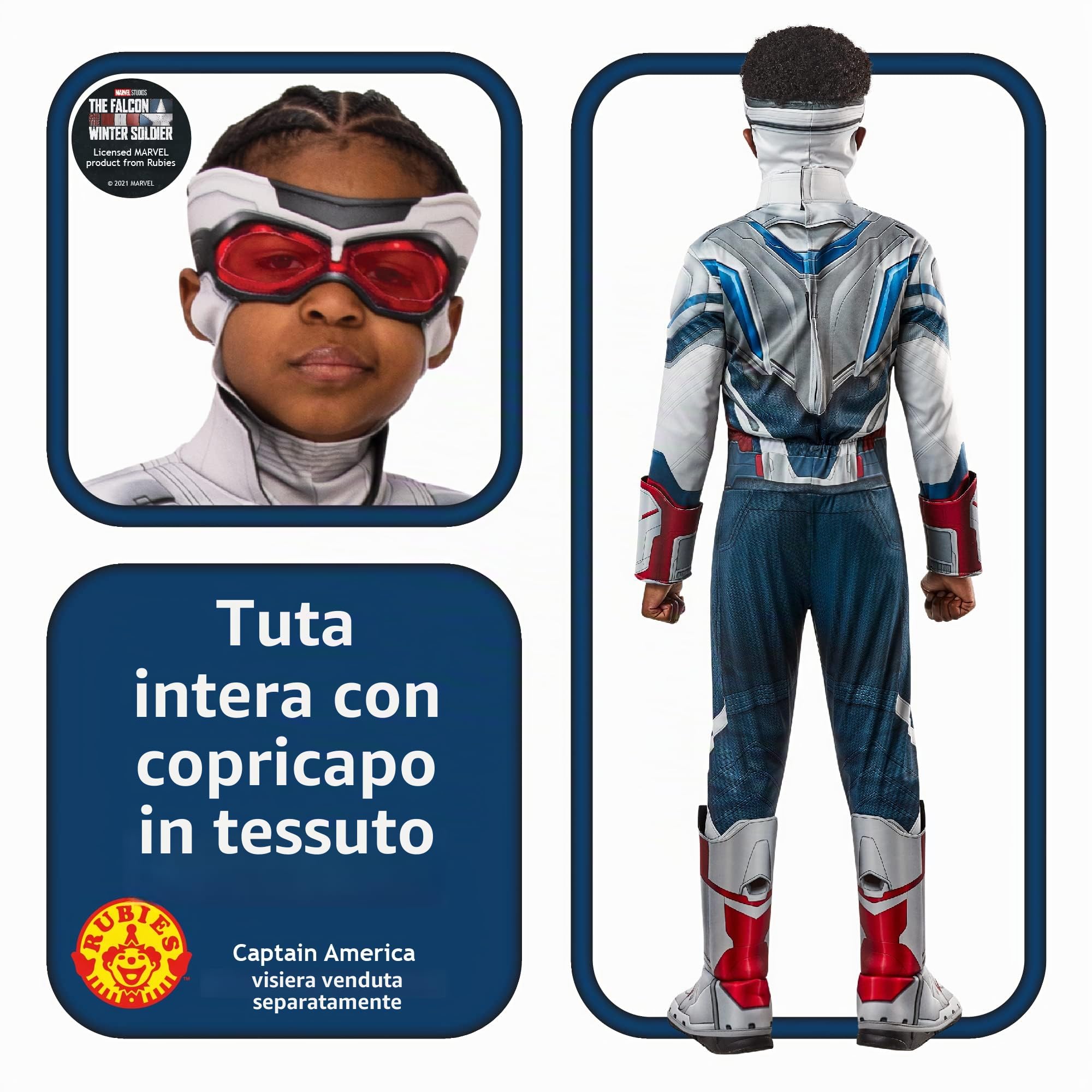 Rubie's Marvel: The Falcon And The Winter Soldier Captain America Deluxe Costume Costume Bambini e ragazzi