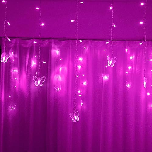 Miniatura 10 de SDOUBLEM Butterfly Curtain Lights 13ft 96 LED Twinkle Fairy Lights 8 Modes String Lights with Remote, Butterfly Hanging Decoration for Bedroom Dorm