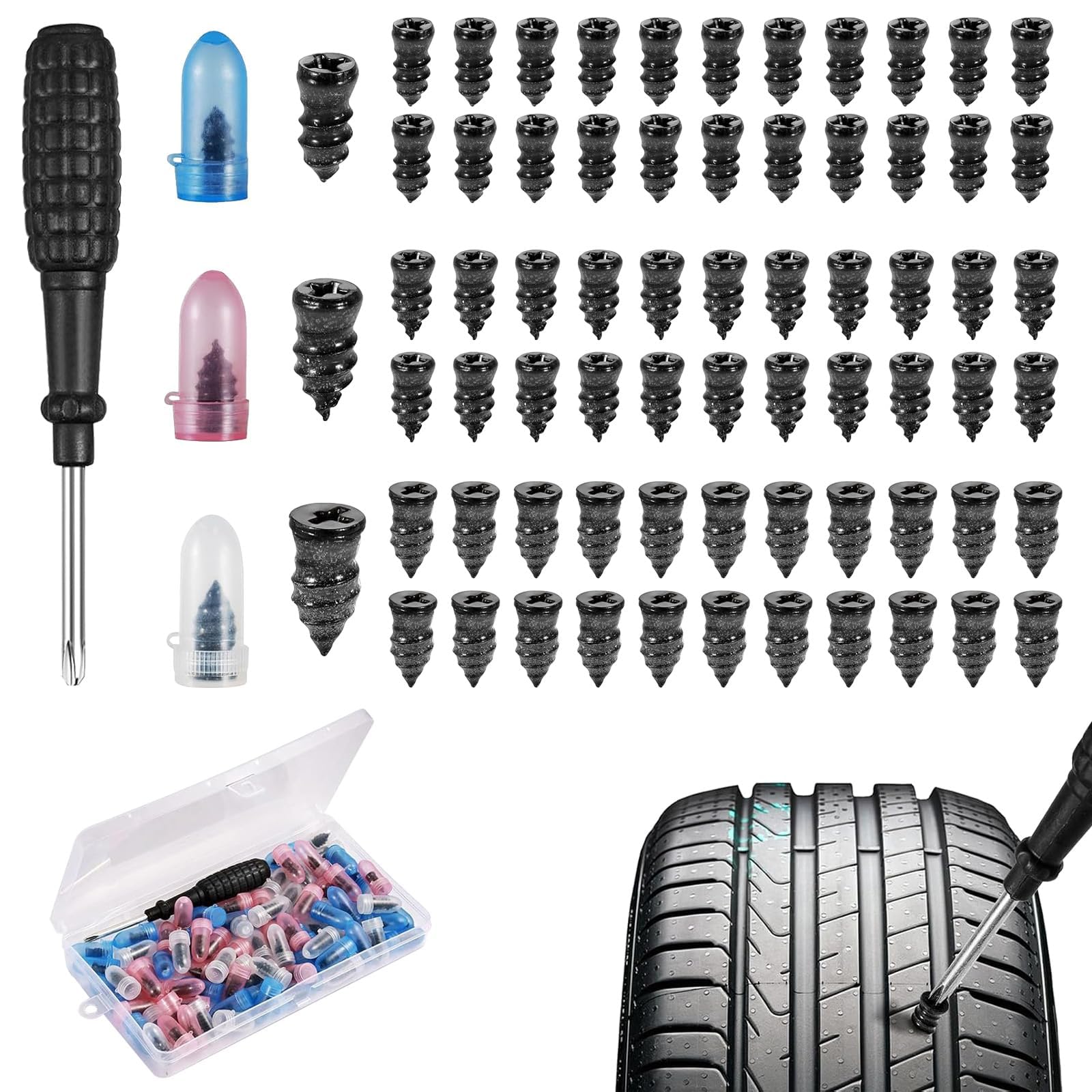 KOOLEVER 99PCS Tyre Repair Kit, Car Puncture Repair Kit, 33S 33M 33L