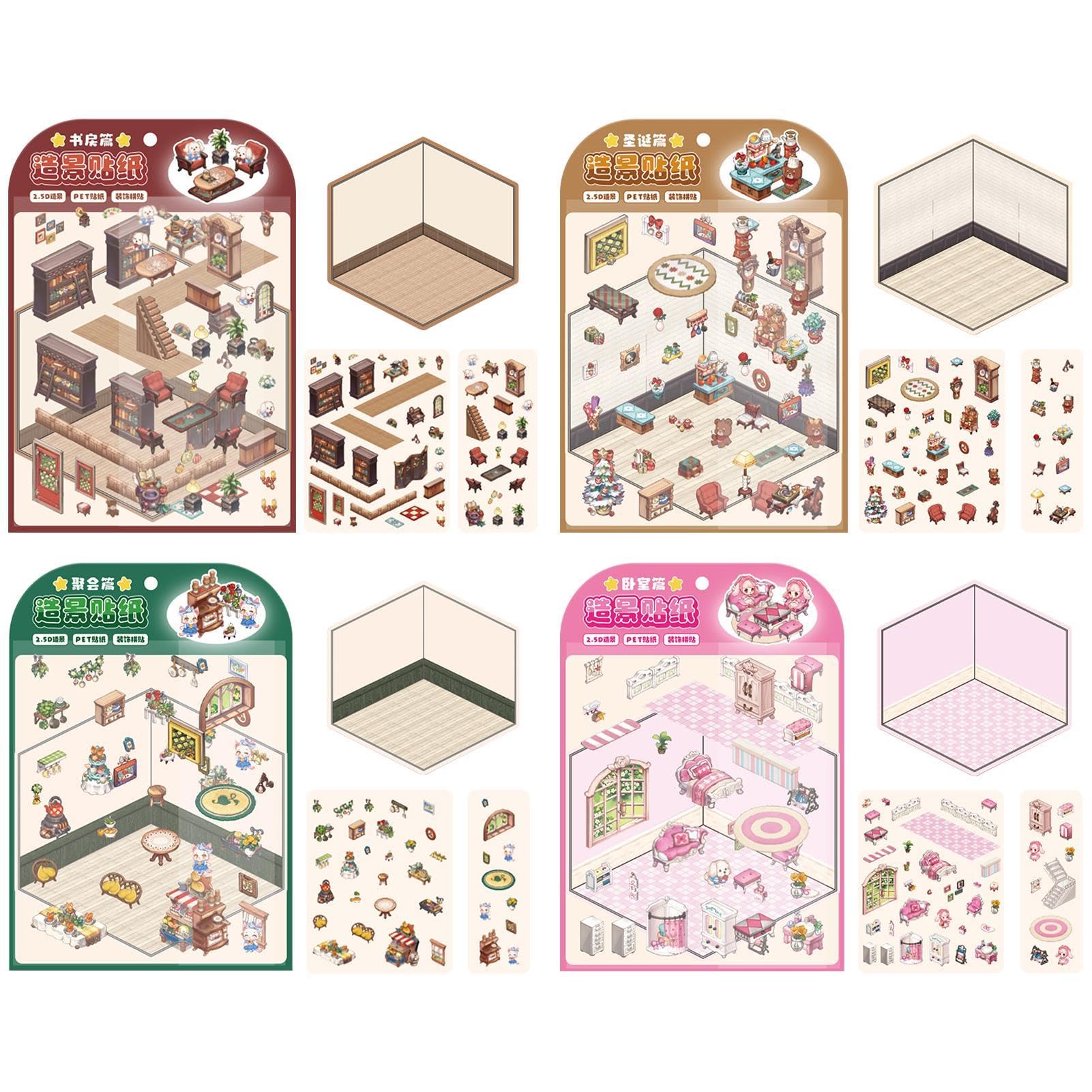 HTTDSLF 3D House Sticker Set - Kreative Aufkleber-Szenen Zum Selbergestalten