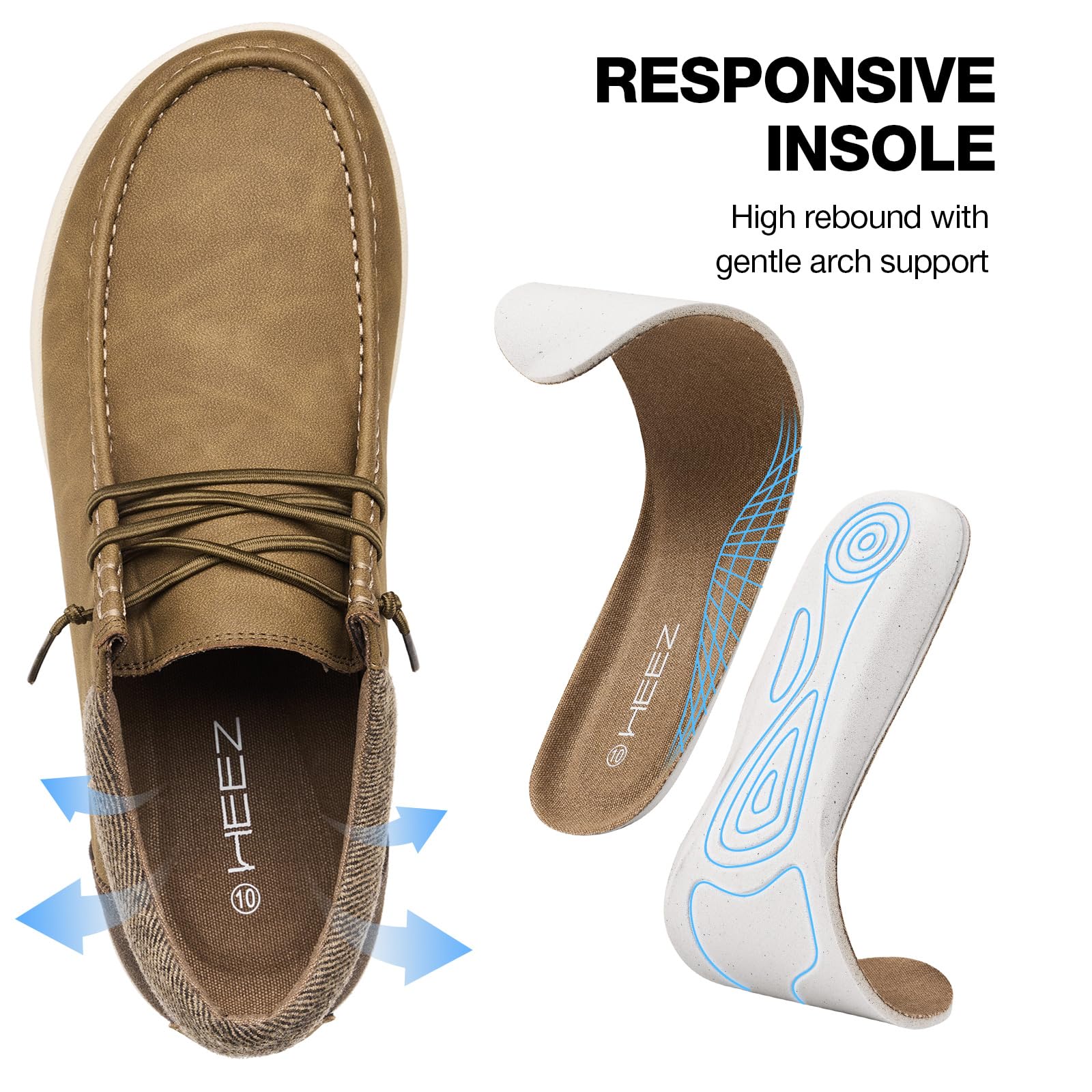 HEEZ Men's Slip On Loafers, Wide Toe Comfortable Casual Shoes for Men Lightweight, Leather Loafer Shoes for Everyday Office Work Travel — view 5