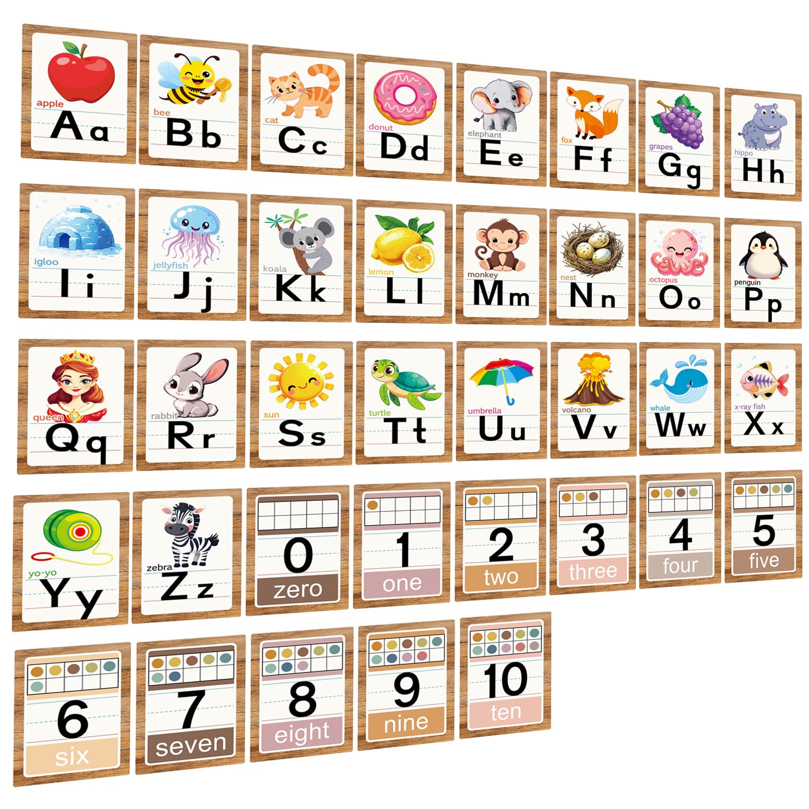 Letras del alfabeto para pared, póster del alfabeto ABC para aula, pared, alfabeto, tabla de pared, jardín de infantes, primaria, decoración de pared, suministros de escuela en casa (marrón)