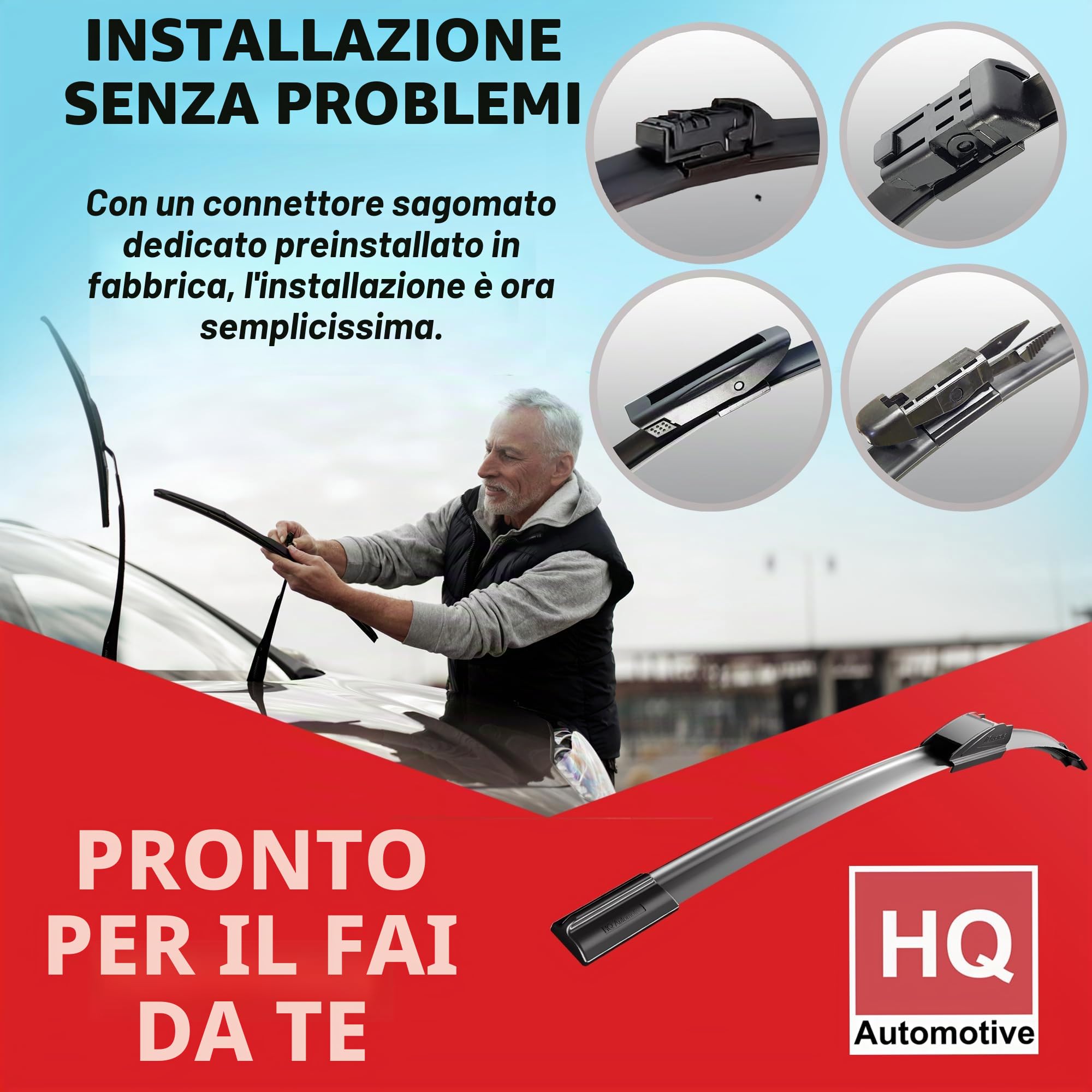 HQ Automotive Spazzole tergicristallo per Dacia Sandero Stepway Hatchback (dal 2021 in poi) Kit di ricambio per tergicristalli anteriori