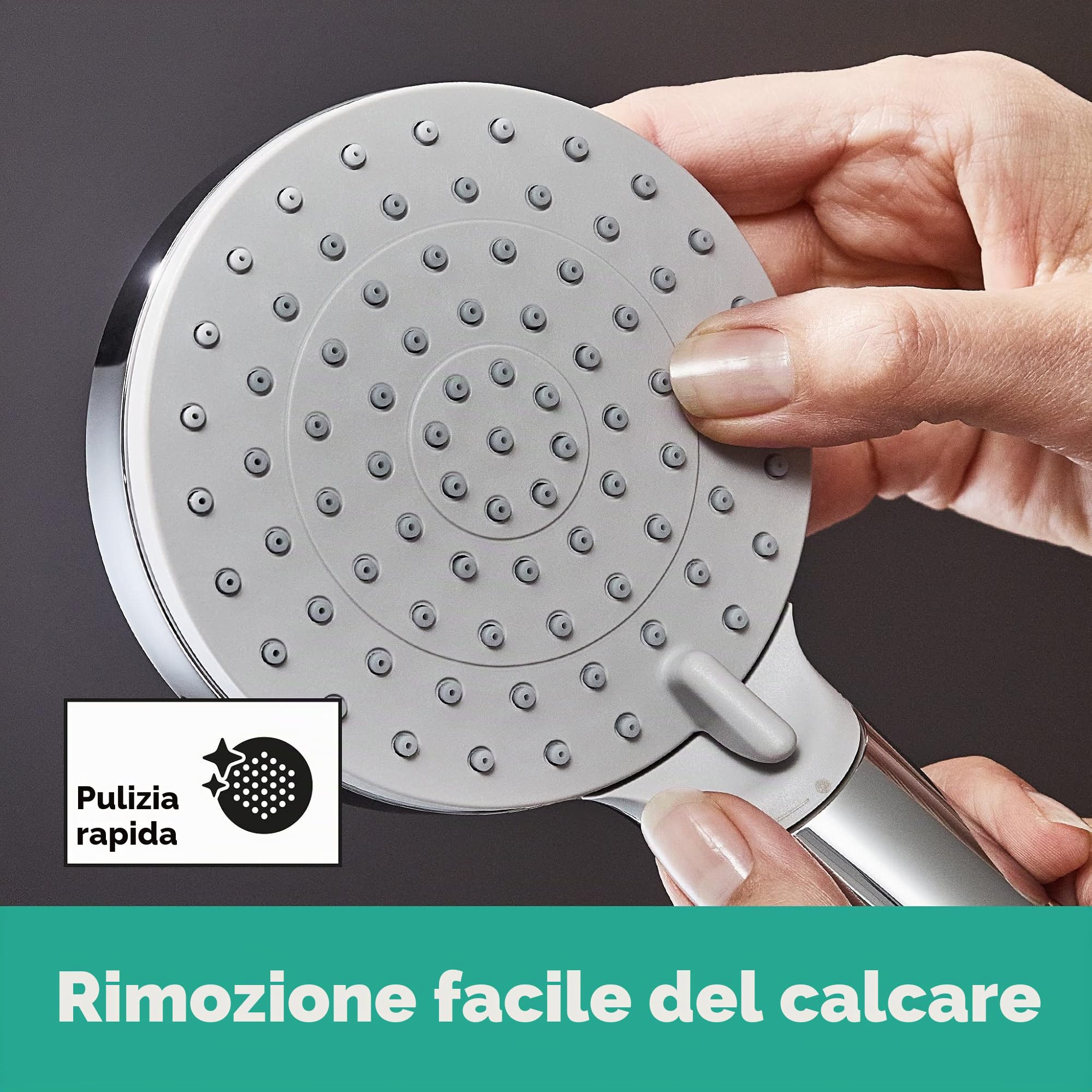 hansgrohe Vernis Blend - Colonna doccia con miscelatore termostatico, Sistema doccia (⌀ 205 mm) con rubinetto, doccetta (2 getti), tubo, asta e soffione doccia tondo, cromo, 26276000