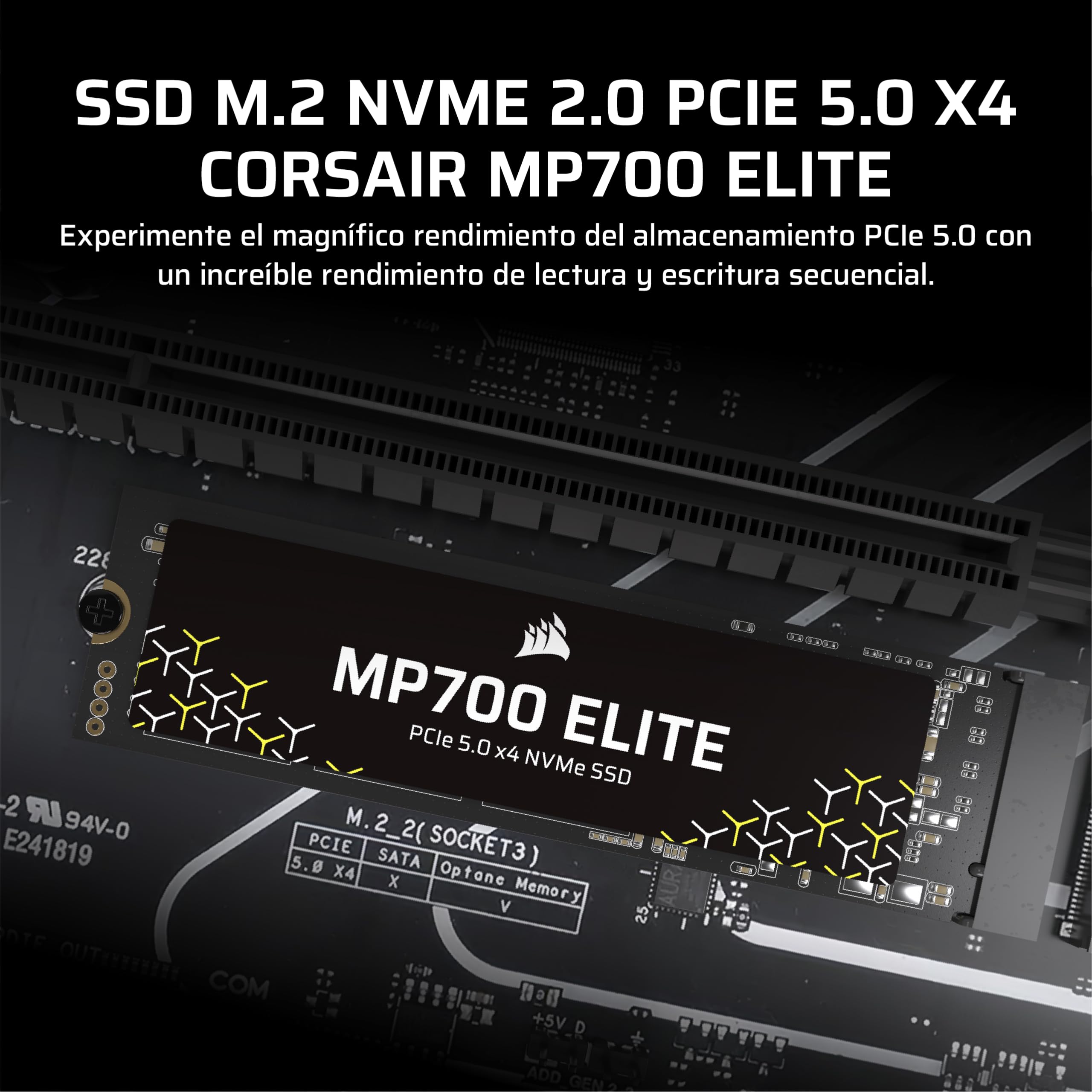 Corsair Mp700 Elite - Ssd - 2tb - Intern - M.2 2280 - Pci Express 5,0 X4 (nvme) (cssD-F2000gbmp700enh)