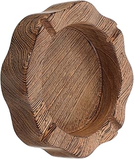 Ebony Wood round Cigar Ashtray with Chinese Carved Design, Vintage Solid Wood Smoking Ashtray for Home, Office, Balcony, and Outdoor Patio Use