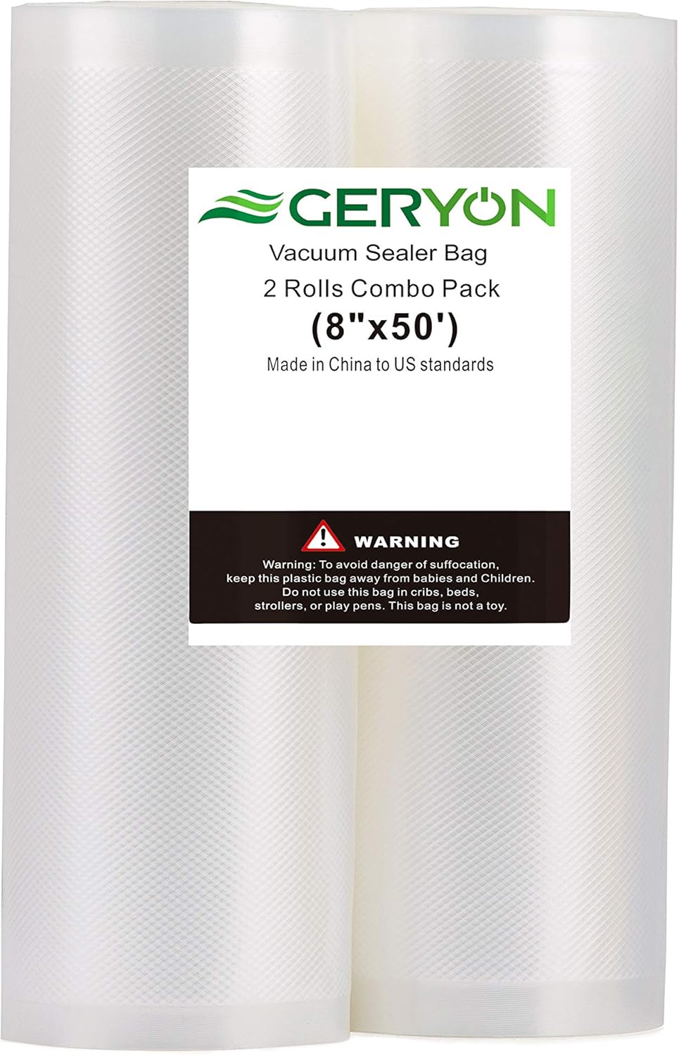 GERYON Vacuum Sealer Rolls,2 Packs 8" x 50' Food Vacuum