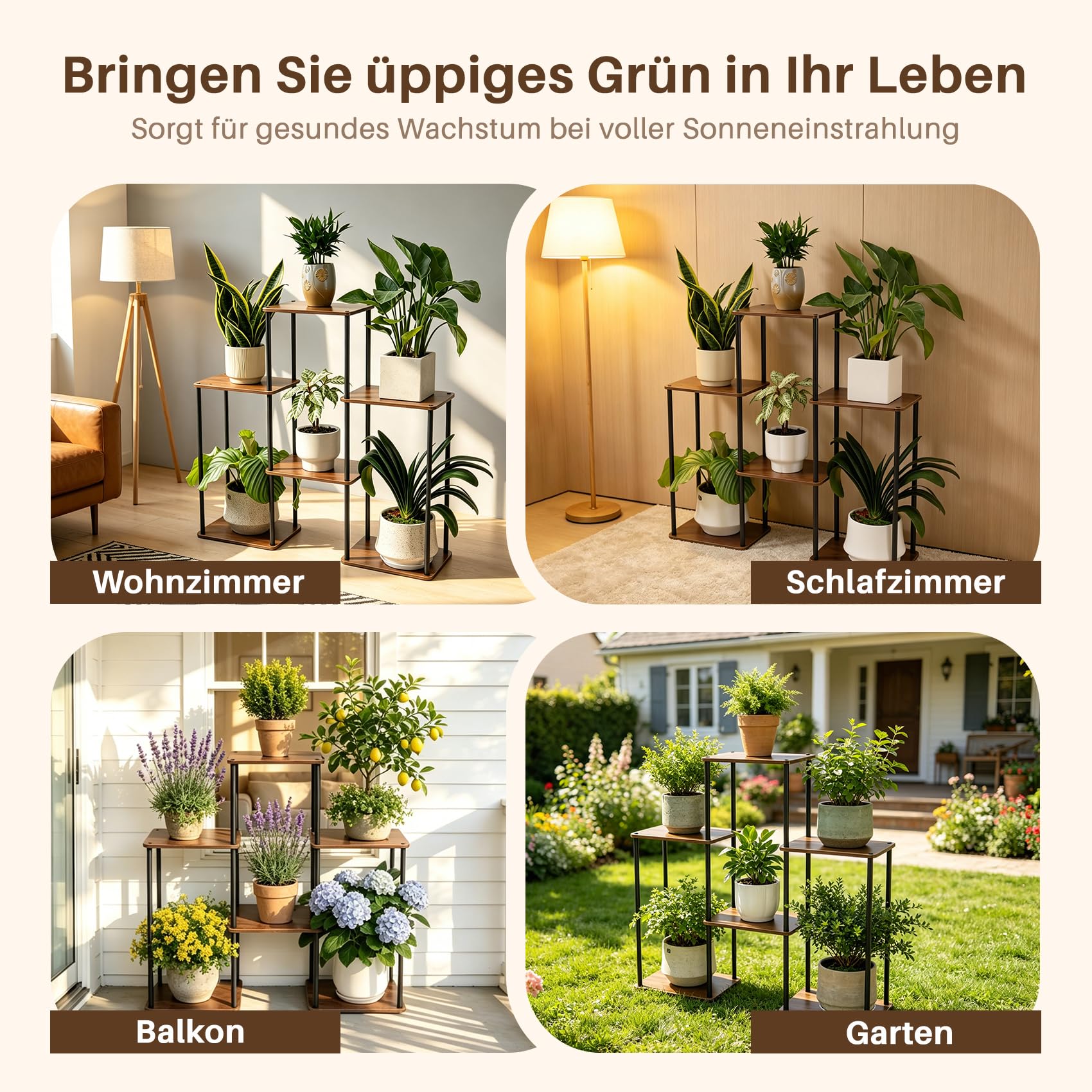 Pflanzenständer für den Innenbereich, 6-stöckiges, 71 cm hohes Pflanzenregal aus Holz für mehrere Pflanzen, großes Blumenständer-Regal im Leiterdesign für den Außenbereich, geeignet für Wohn