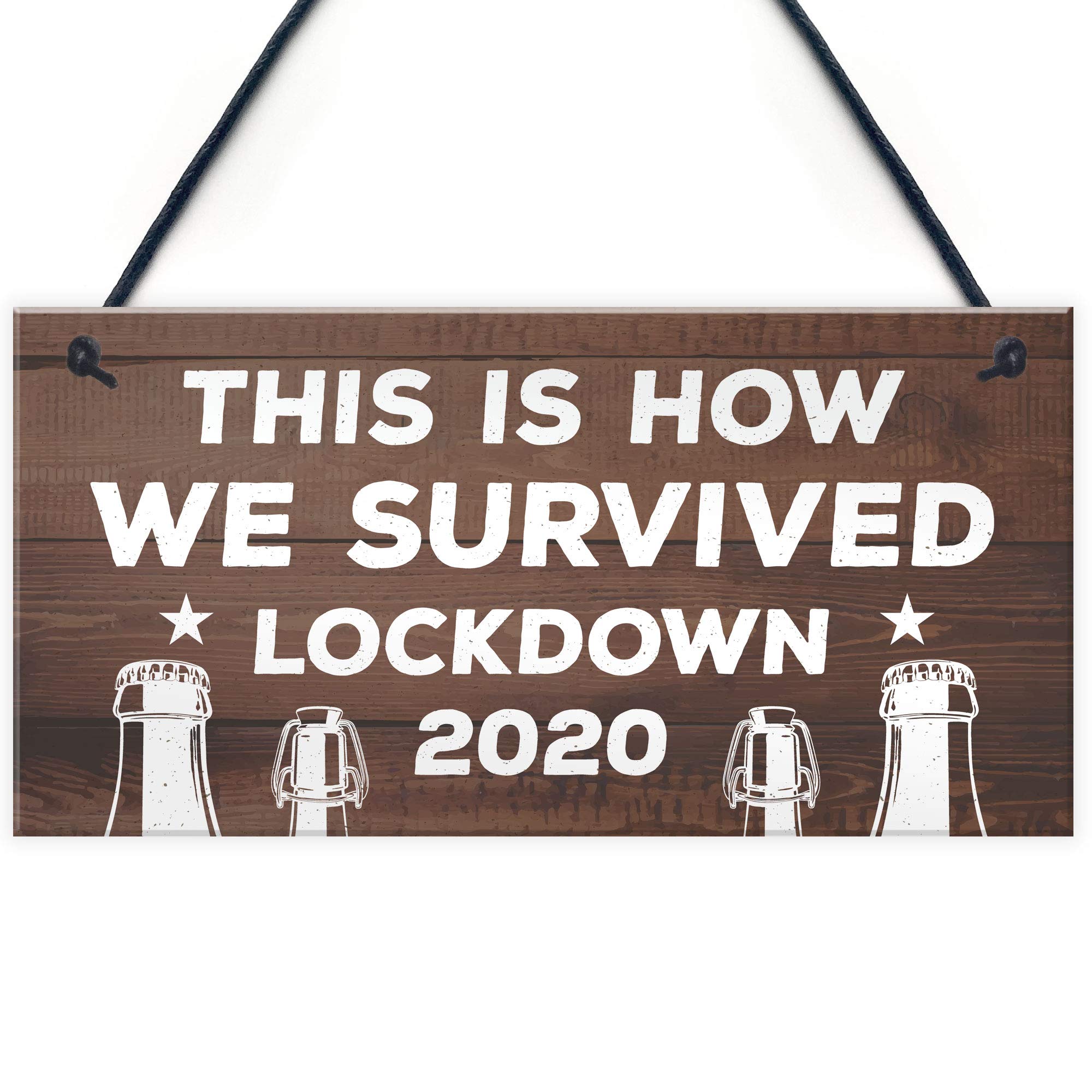 Red Ocean Funny Lockdown Bar Sign Novelty Home Bar Plaques Quarantine Man Cave Gifts For Him