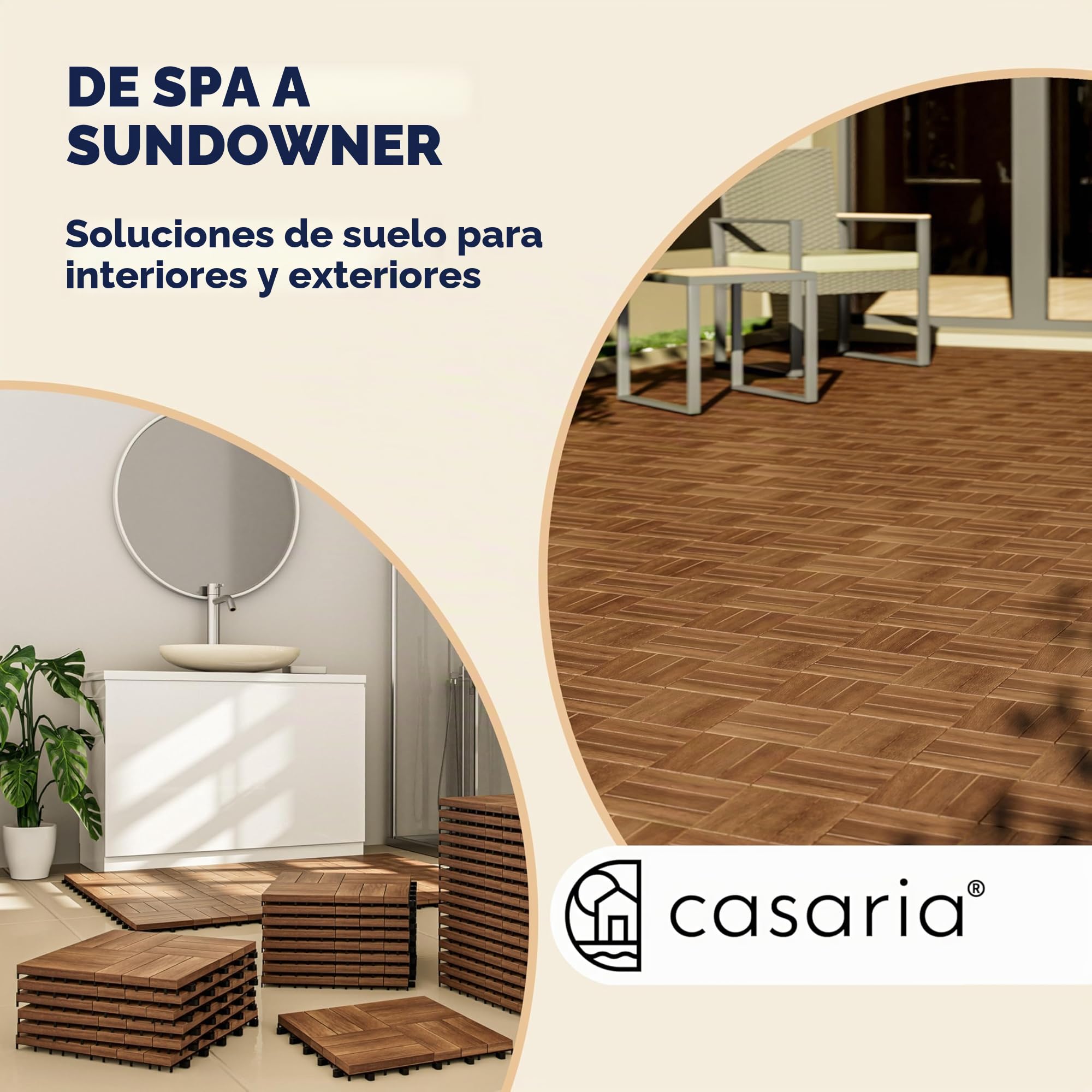Casaria 22x Baldosas de Madera de Acacia Mosaico 30x30cm 2m² Certificado FSC® Losetas Jardín Terraza Balcón