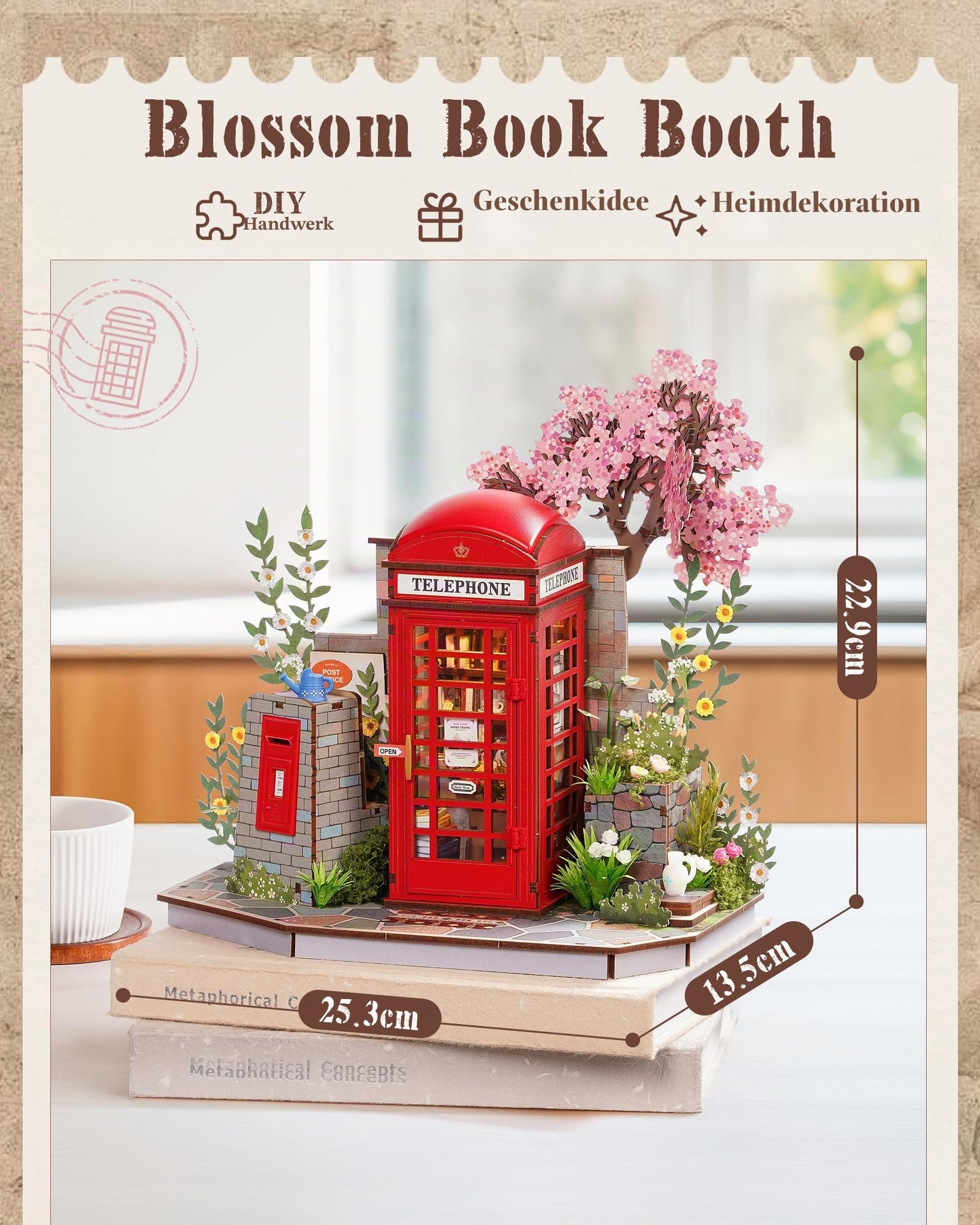 ROBOTIME 3D-Puzzles Holzmodellbausätze für Erwachsene zum Bauen – Holzbaukasten für Erwachsene, Bastelsets für Erwachsene, niedliches Sakura-Modellbausatz, Heimdekoration, Geschenk für Erwachsene