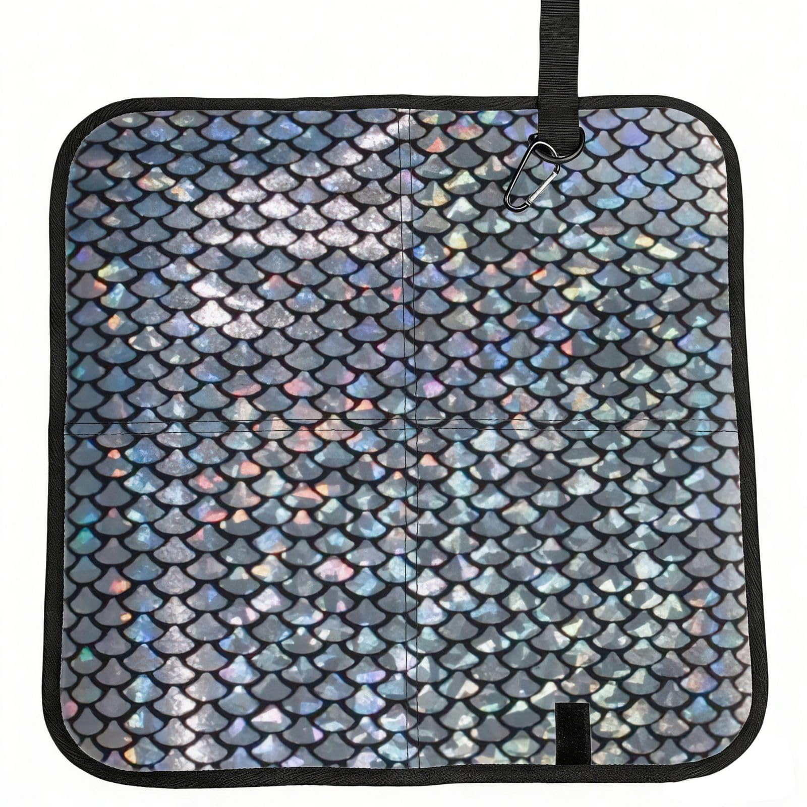 PPHGUT Silver Fish Scale Print Foldable Seat Cushion Waterproof Portable Chair Pad Travel Outdoor Picnic Camping