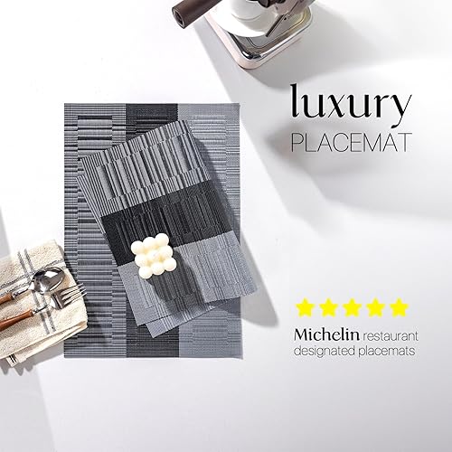 Miniatura 2 de LEXMORE Juego de 4 manteles individuales tejidos de viniloplástico para mesa de cocina, interiorexterior, lavables, manteles individuales lavables