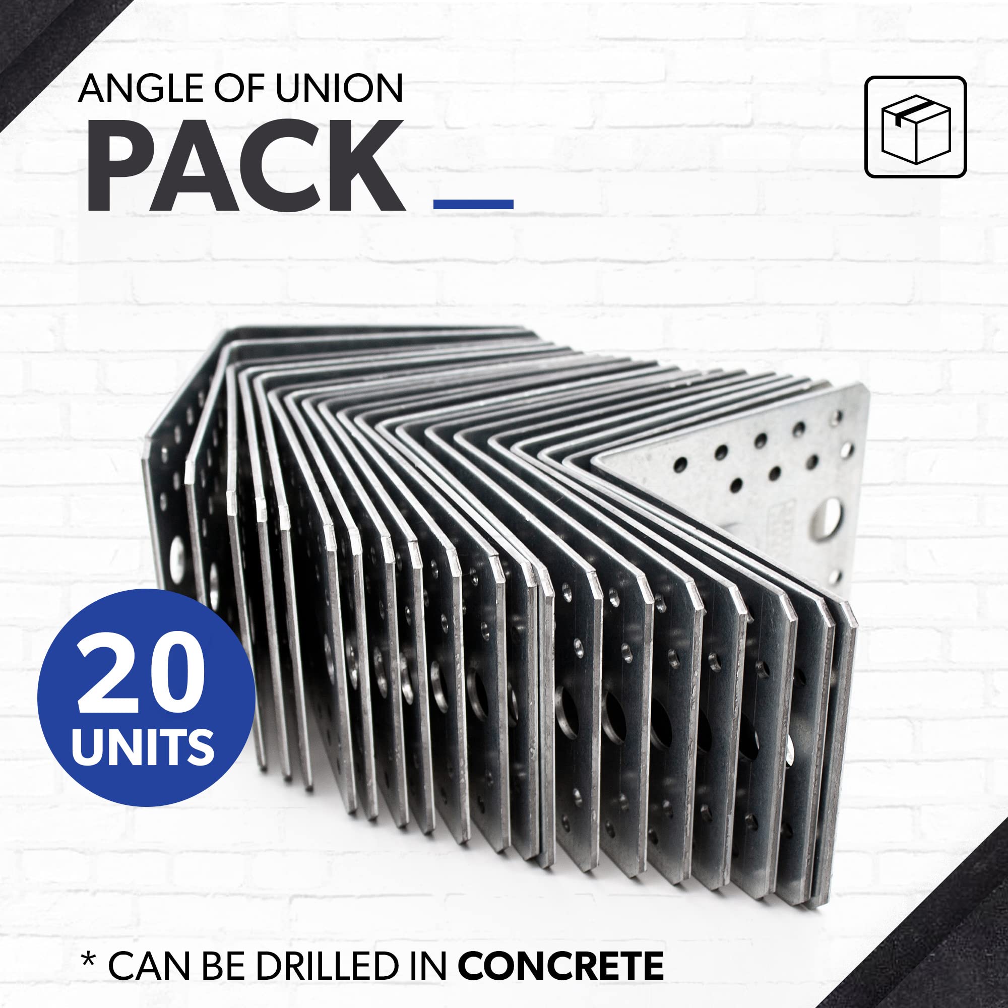 DOJA Barcelona | Winkelverbinder mit Rippe | 20er Pack | 105x105x90mm | 2,5 Stärke | Verzinkter Stahl | Metallwinkel für Montage & Verstärkung Möbel | Lochwinkel Bauwinkel Stahlwinkel Balkenwinkel