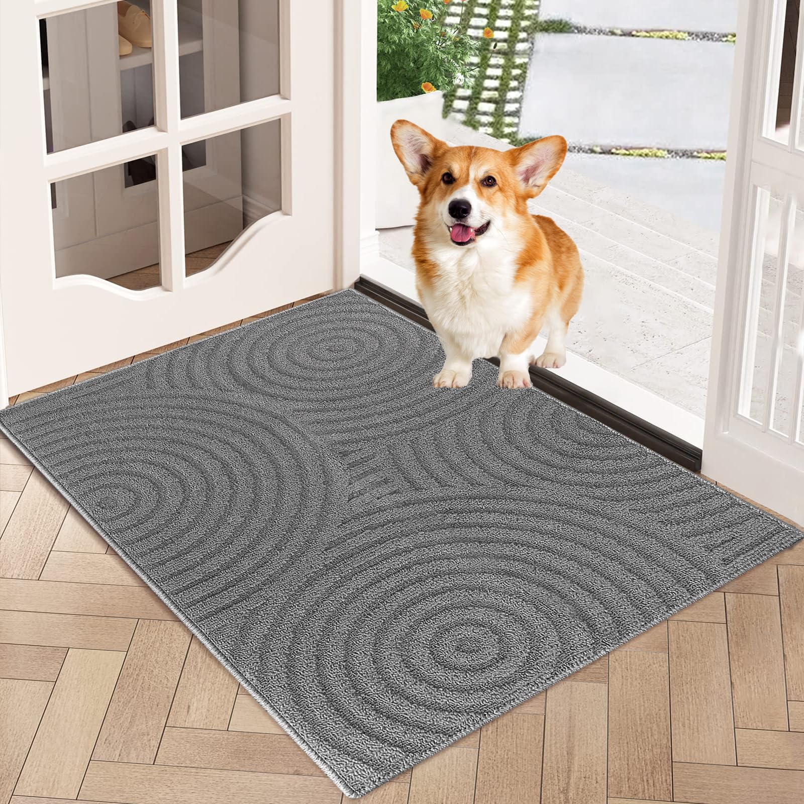 Mofonky Door Mat Indoor Outdoor: 60 x 90 cm Dirt Trapper Doormat Welcome Matts Washable - Non Slip Absorbent Front Door Mats Inside Outside for Entrance Floor Muddy Shoes