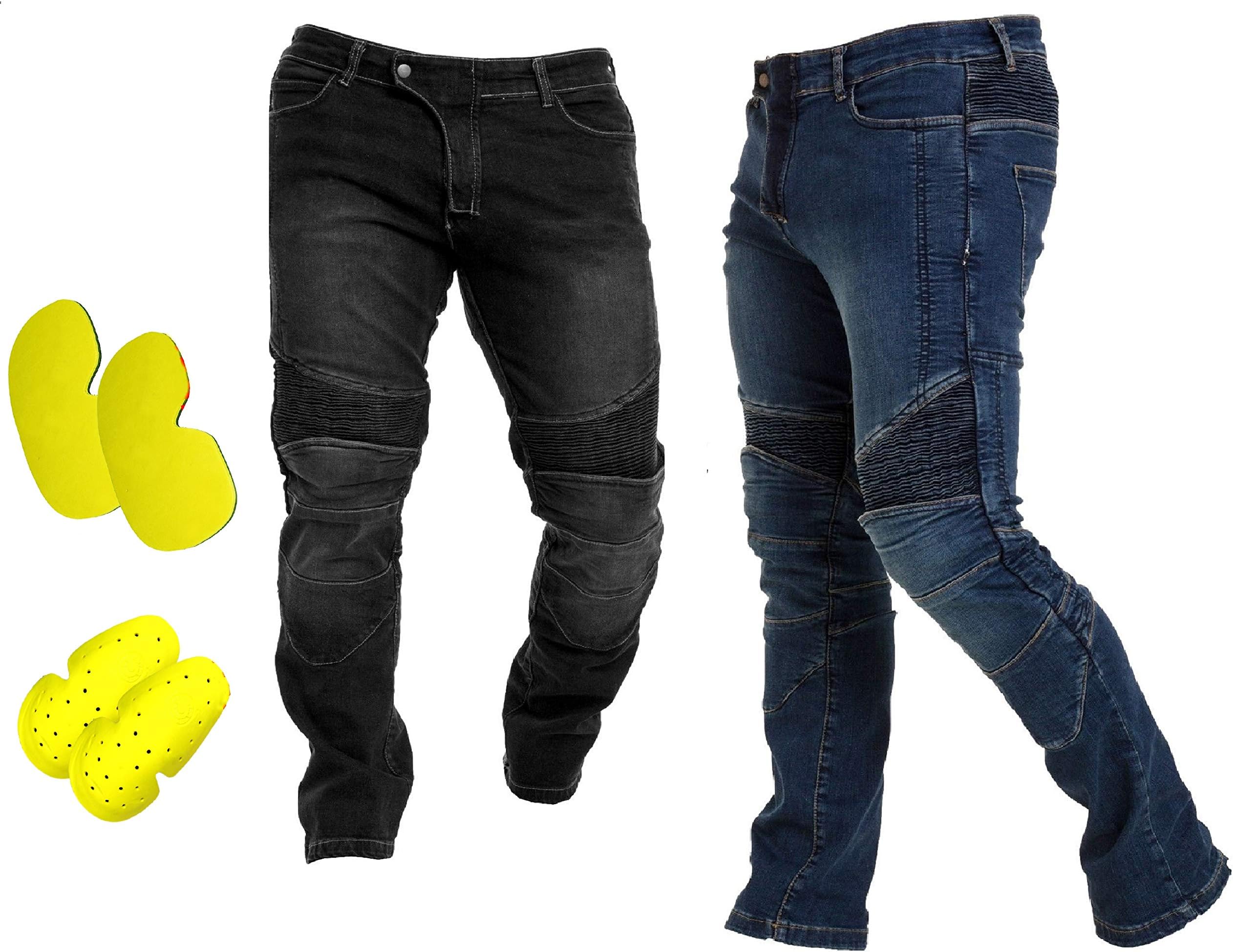 REXTEK Motorbike Motorcycle Armoured Denim Jeans Pant Trouser with Safety Protection with 2X Knee Guards 2X Hip Guards for Mens Boys Adult