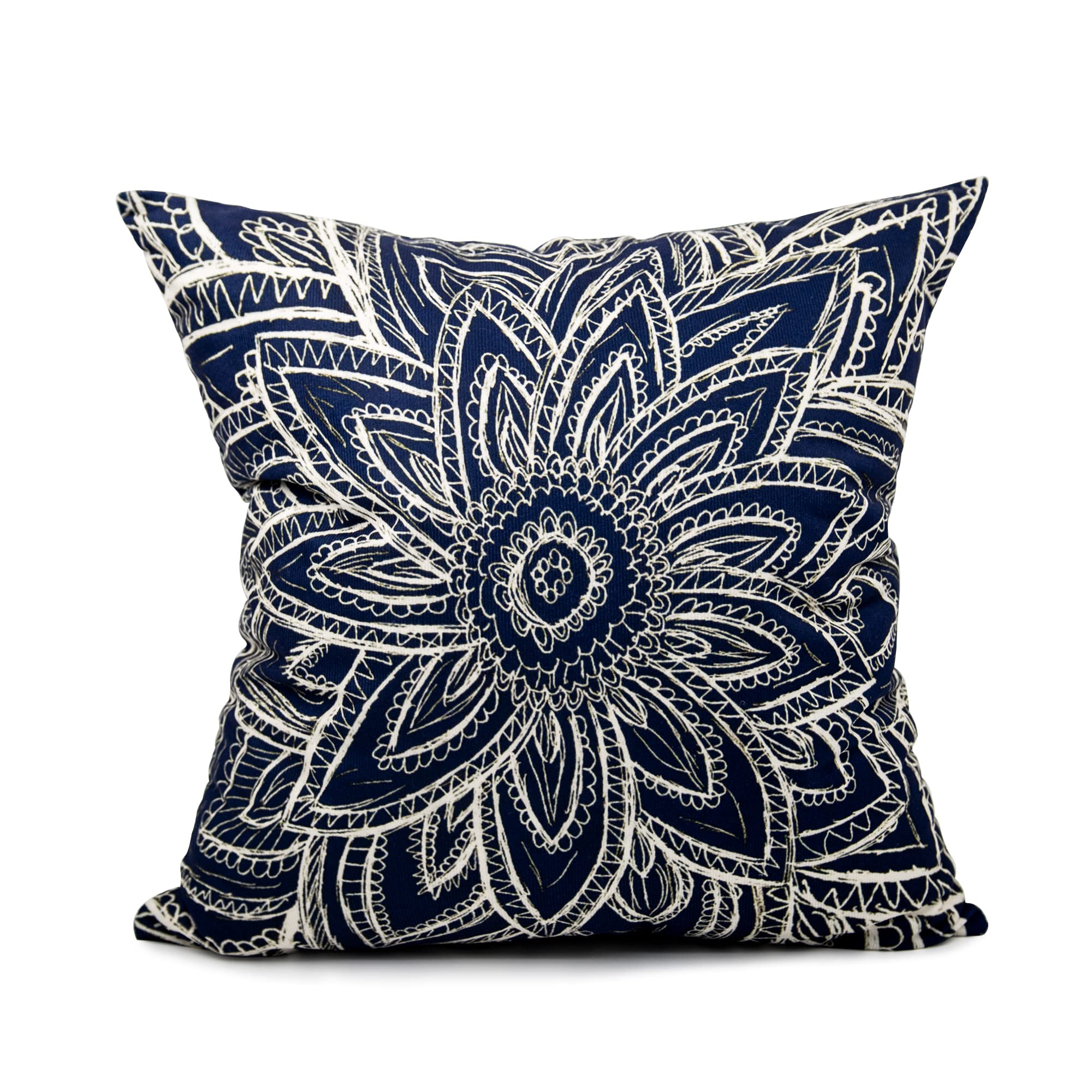 Skully Romantic Square Modern Navy Blue Abstract Floral Bare Illustration Hidden Zipper Home Sofa Decorative Throw Pillow Cover Cushion Case 18x18 Inch Design Printed Pillowcase