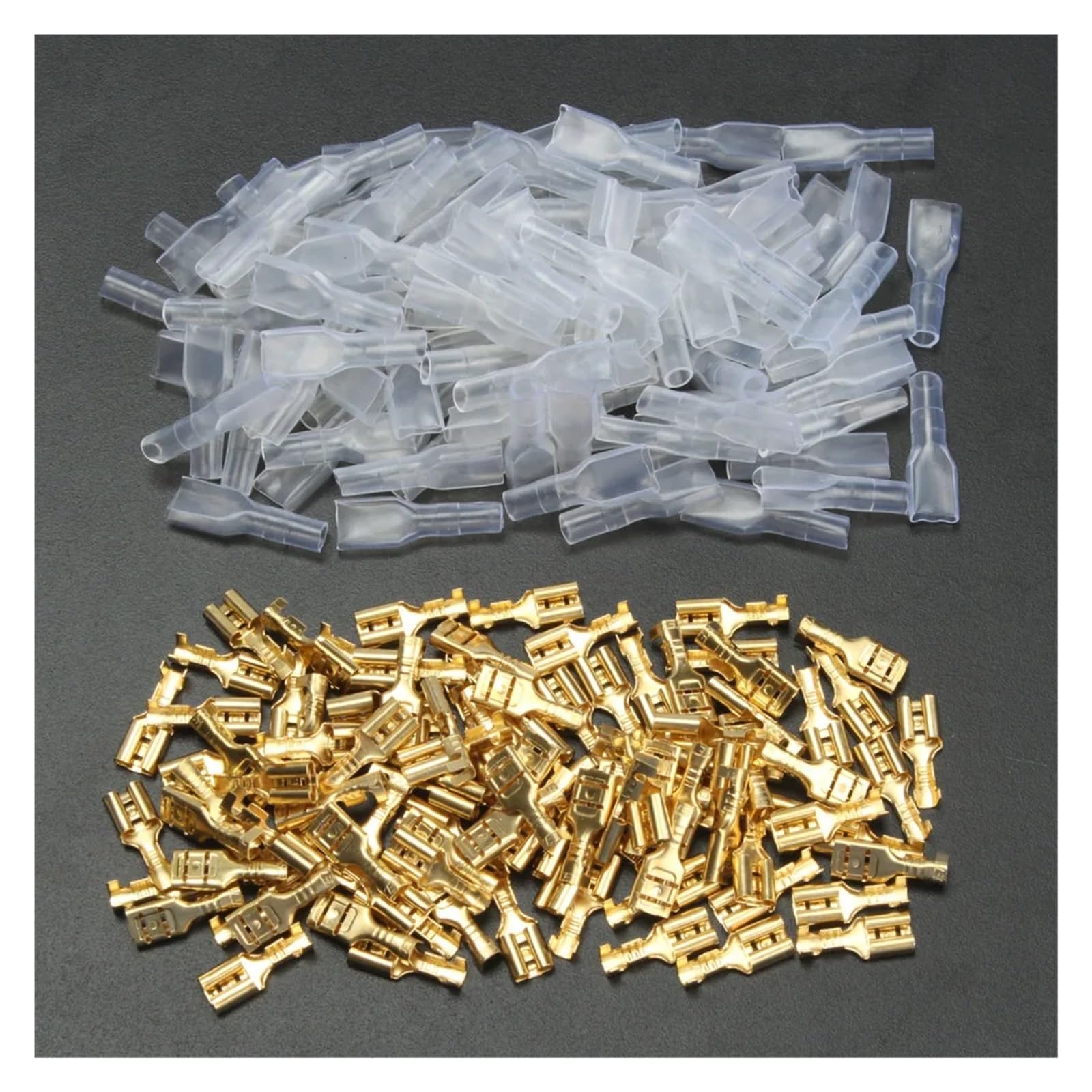 ZDVHOMCB 100sets Copper 4.8mm Female Spade Crimp Terminals 22~16AWG 0.5mm Thickness