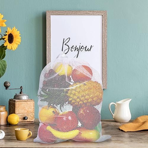 Miniatura 6 de 10 bolsas de malla con cordón, bolsas grandes de malla de nailon, bolsa de regalo, bolsa para lavavajillas con cordón deslizante para cocina,