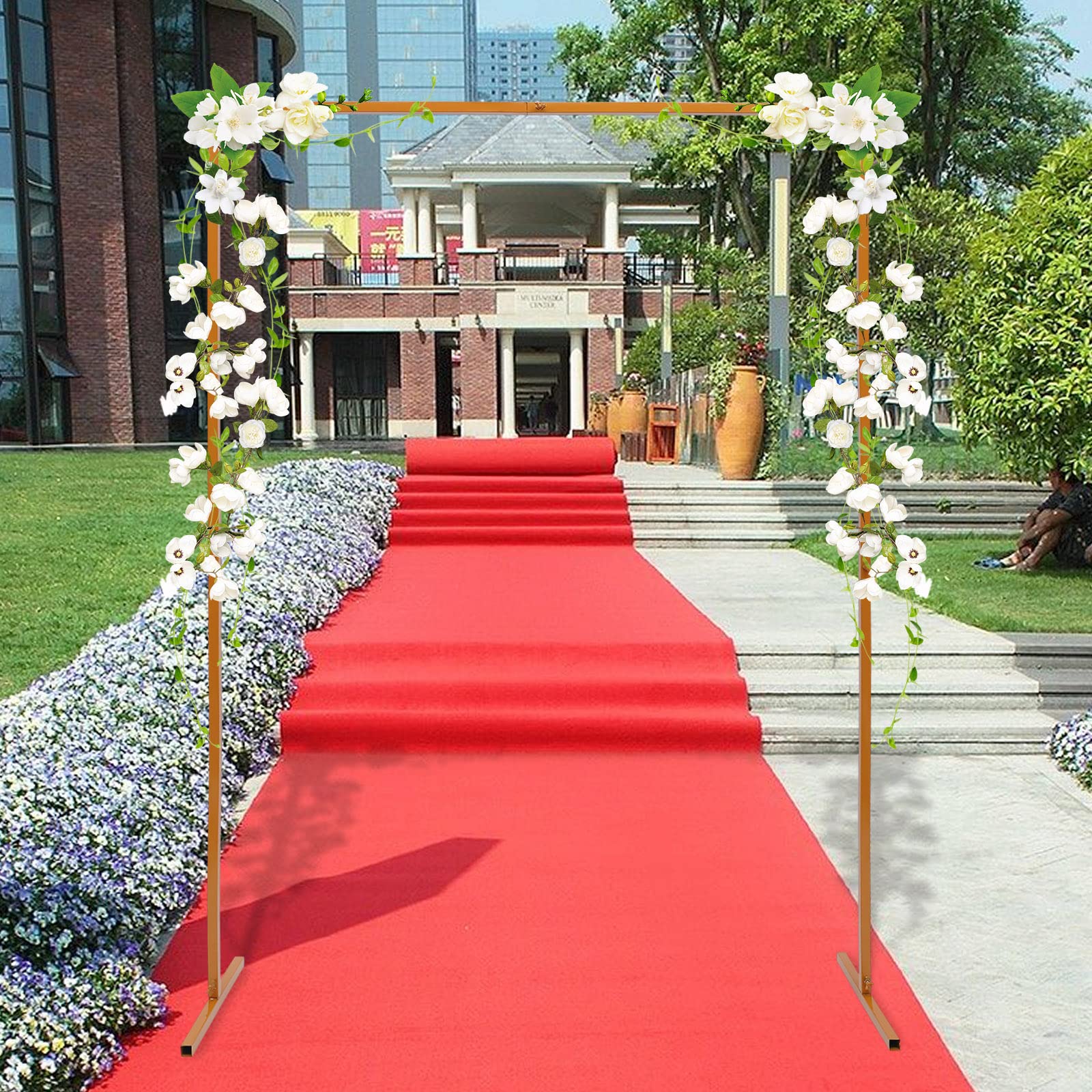 2m x 1,5 m Arches de Mariage Rectangulaires, Cadre en Métal Doré pour Arche de Nariage, Cadre de Fleurs, Arche de Jardin en Métal doré pour Anniversaire, Fête, Banquet