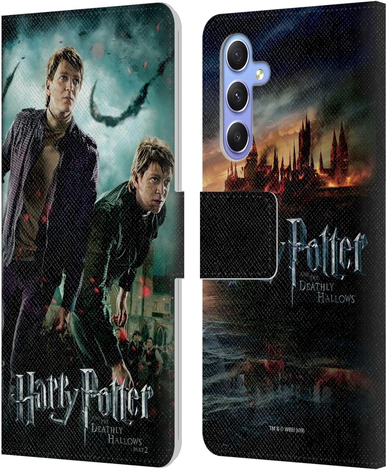Head Case Designs Officially Licensed Harry Potter Fred & George Weasley Deathly Hallows VIII Leather Wallet Case Compatible with Samsung Galaxy A34 5G