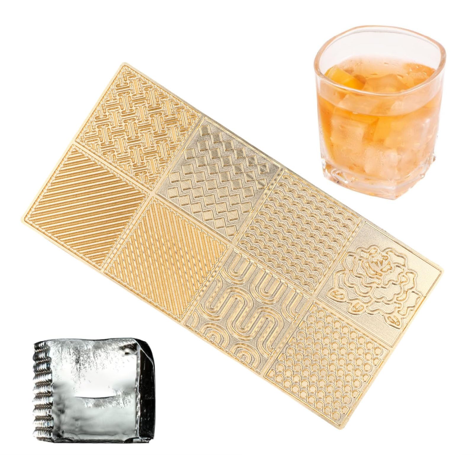 Socobeta Encantadora Bandeja para Sellos de Cubitos de Hielo, un Toque Personal Distintivo para los Entusiastas de los Cócteles, Cobre (D02)