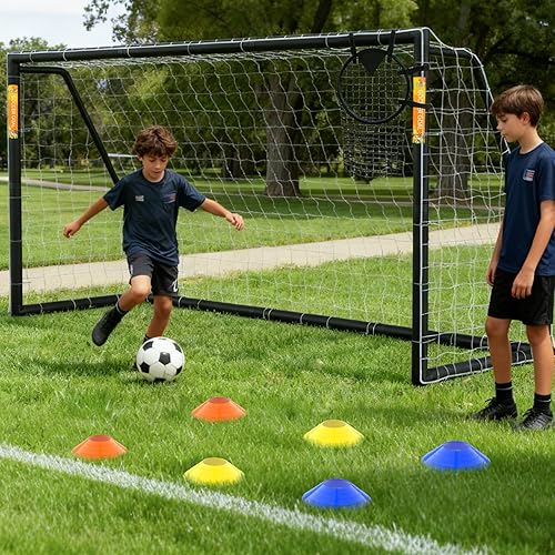 NAIZEA Portería de fútbol Portería de fútbol de 12 x 610 x 68 x 66 x 4 pies para patio trasero, portería de fútbol portátil y resistente a la