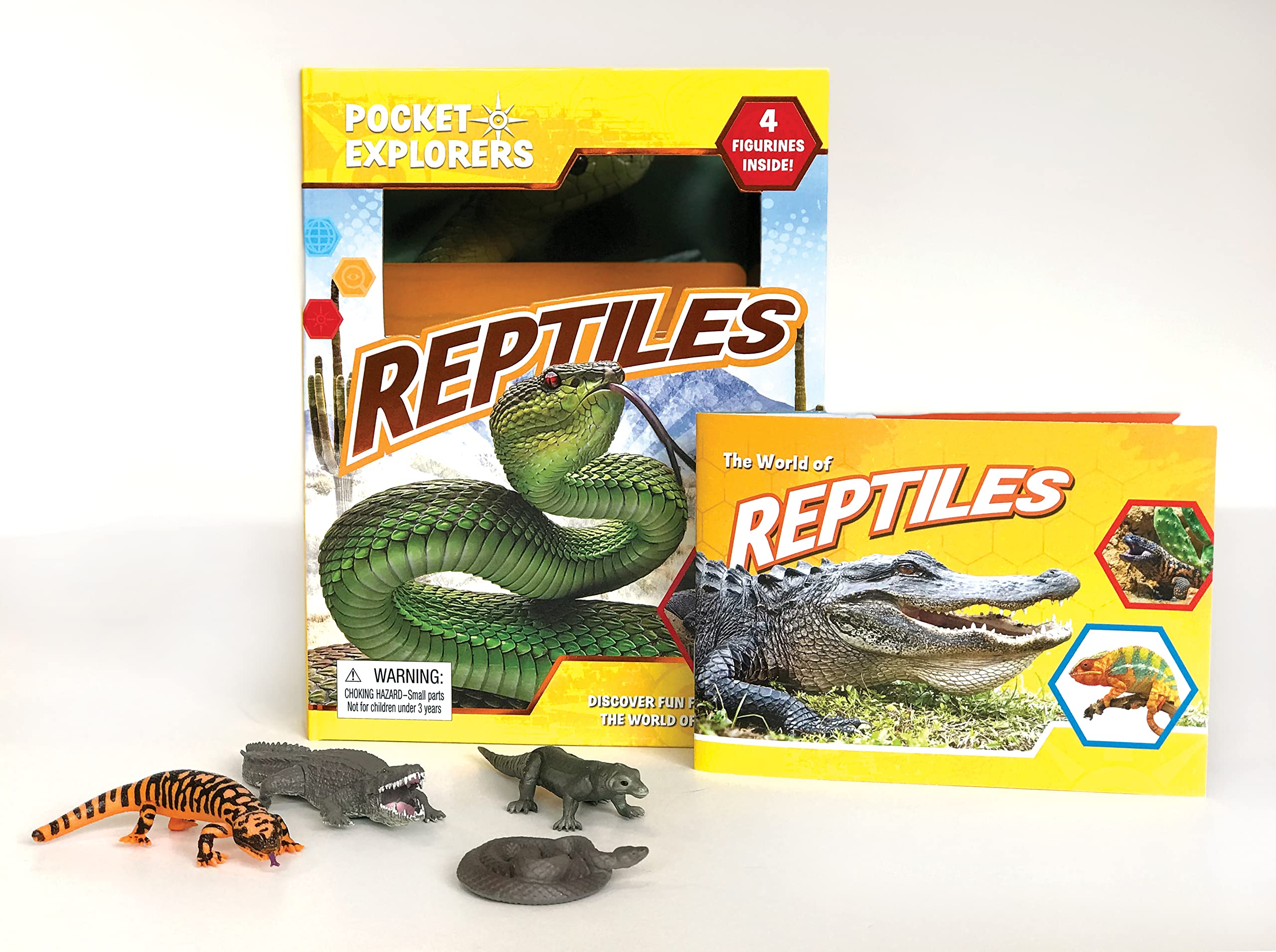 Phidal Reptiles Pocket Explorers - Activity Books for kids, 22-page fun facts book, 4 figurines Paperback – Picture Book, June 13, 2022