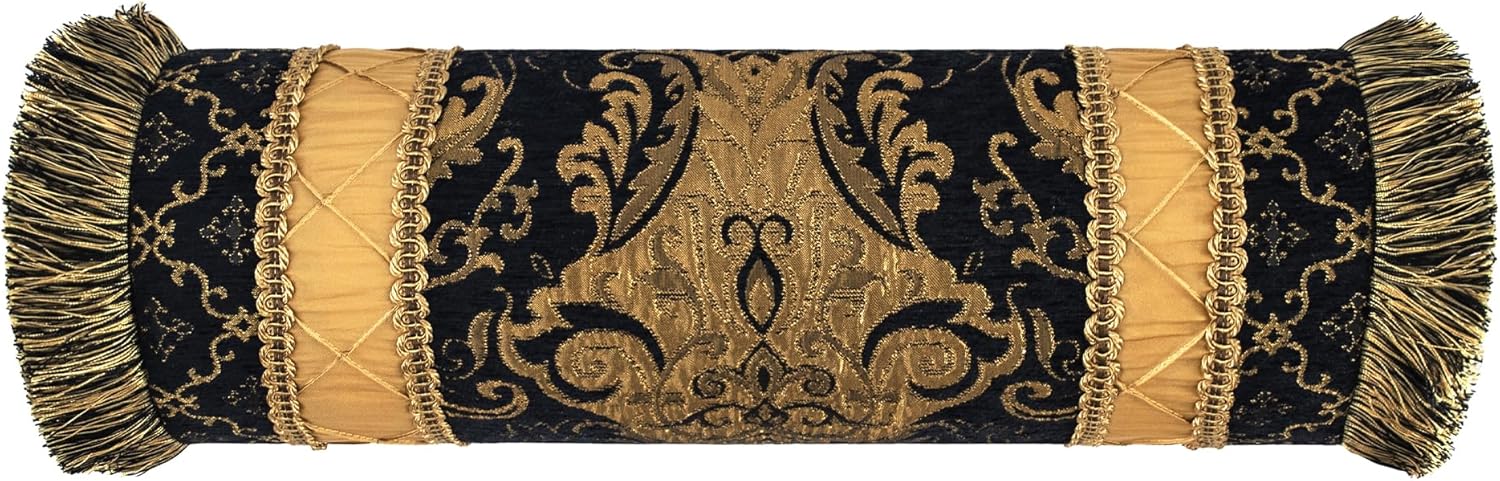 Loom and Mill 9-Piece Jacquard Comforter Set, Luxury Classic Black Damask Jacquard Comforter Queen Sets, Ultra Soft Bedding with Euro Shams, Bedskirt, Filled Decorative Pillow for Home Bedroom(Queen) - Image 10