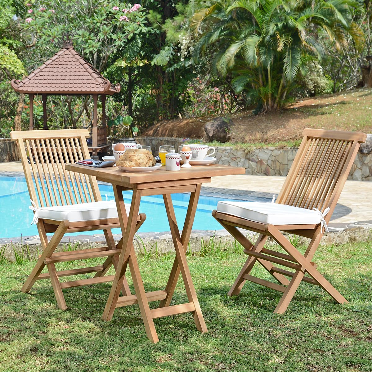 Teck'Attitude Salon de Jardin en Teck Massif Sawu, 2 Places