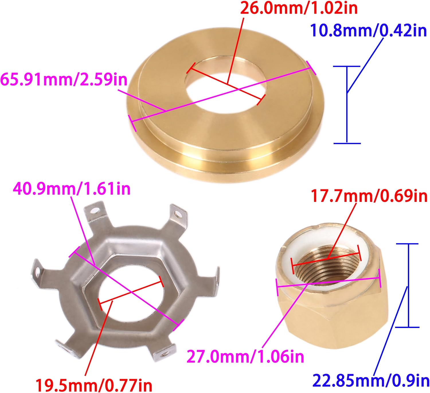 Boat Engine 13191A1 75282A1 18-4221 13191Q01 13191K01 Thrust Washer, 14-816629 816629Q 816629K 18-3200-9 Tab Washer, 52707Q1 52707T1 Prop Nut for Mercury Mariner 40HP-150HP Propeller Hardware Kit