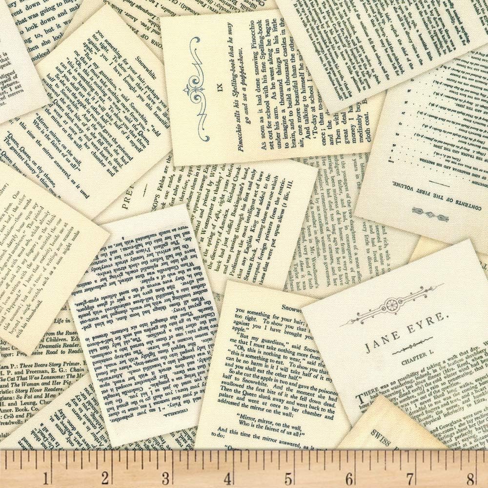 Kaufman Library Of Rarities Pages Antique, Quilting Fabric by the Yard