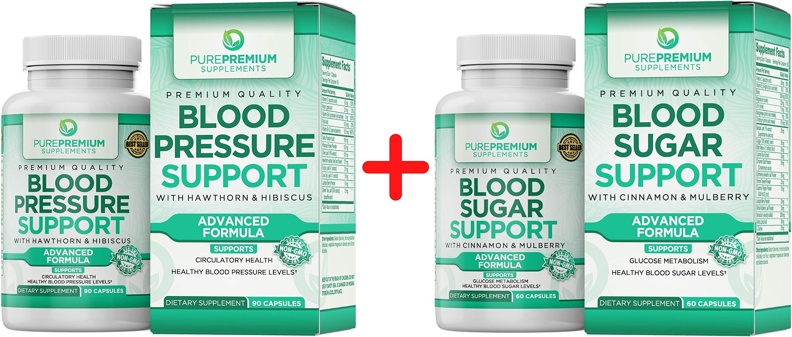 Premium Blood Pressure Support (Plus) Blood Sugar Support.