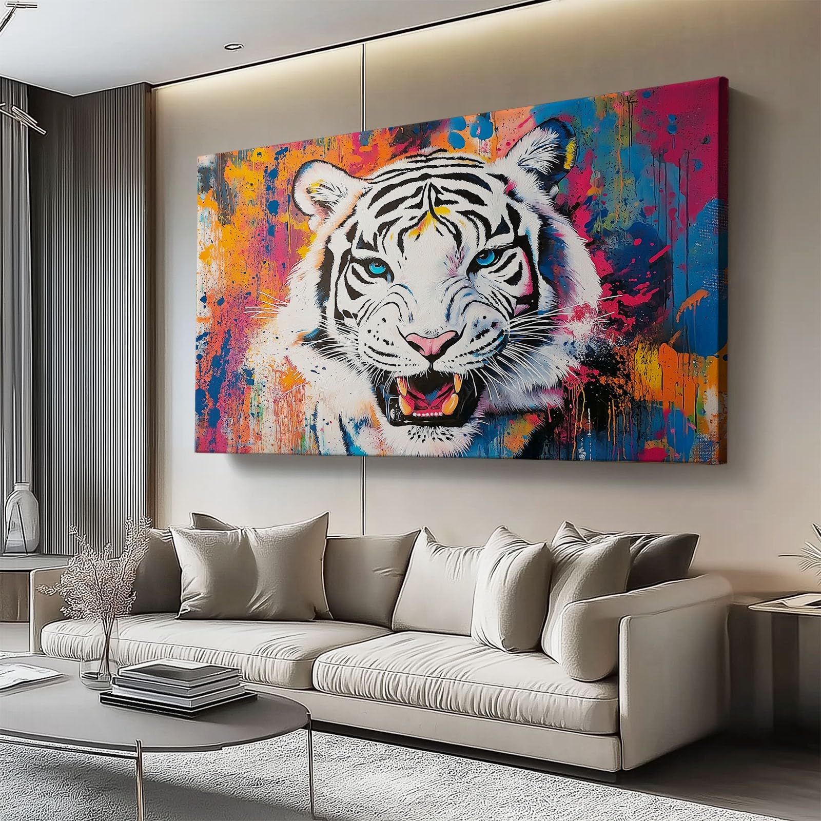Lienzos decorativos 90l x45an cm Cuadro Sobre Lienzo Moderno Animal Tigre Blanco Retrato Dormitorio Cocina Cuadros Pared Imágenes Cuadros Decoracion Salon Wall Color
