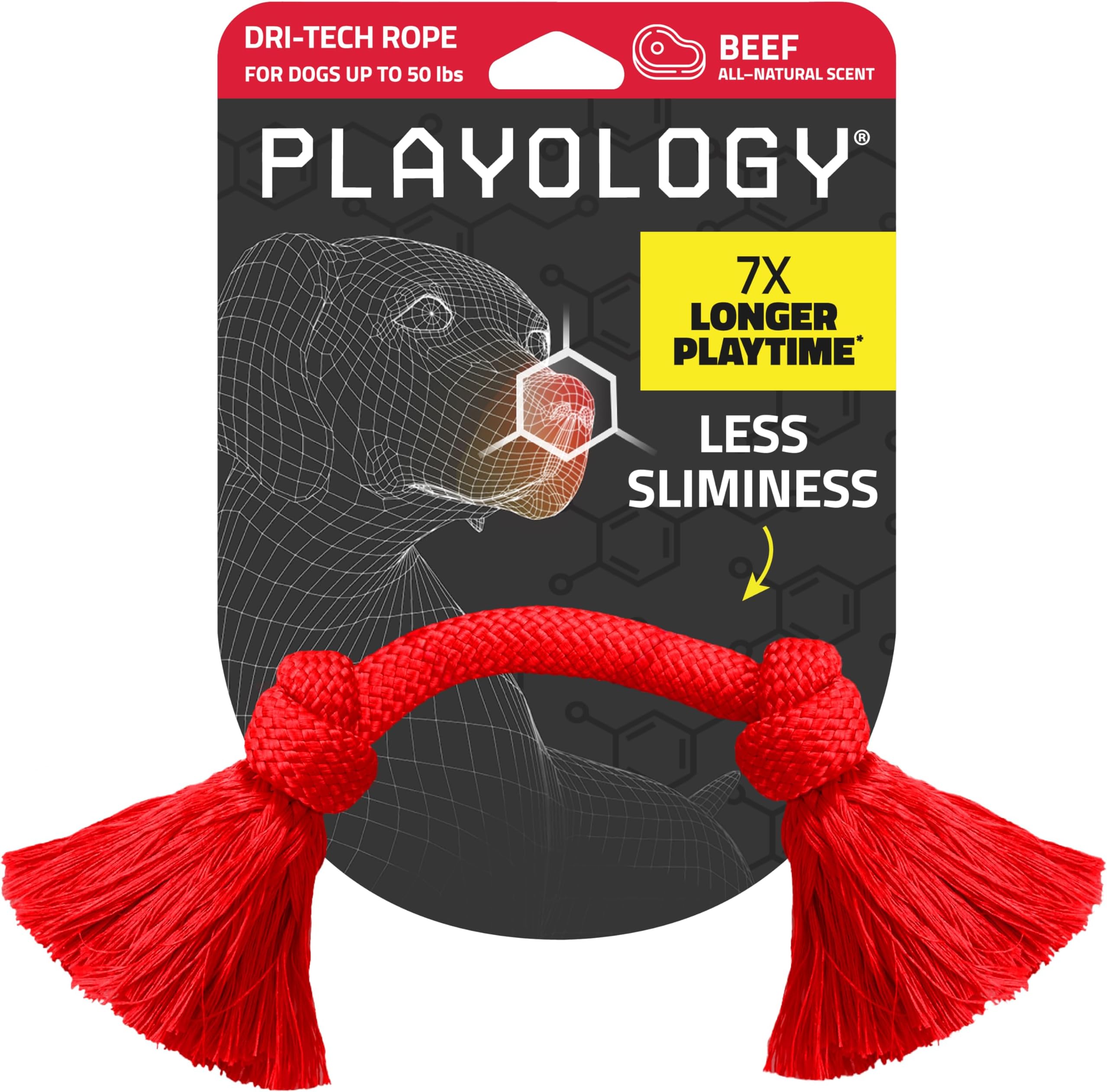 Dog Toys | Dri-Tech Rope Tug of War Dog Toy for Tough Chewers | Beef Scented Medium Tug Rope Toys for Dogs