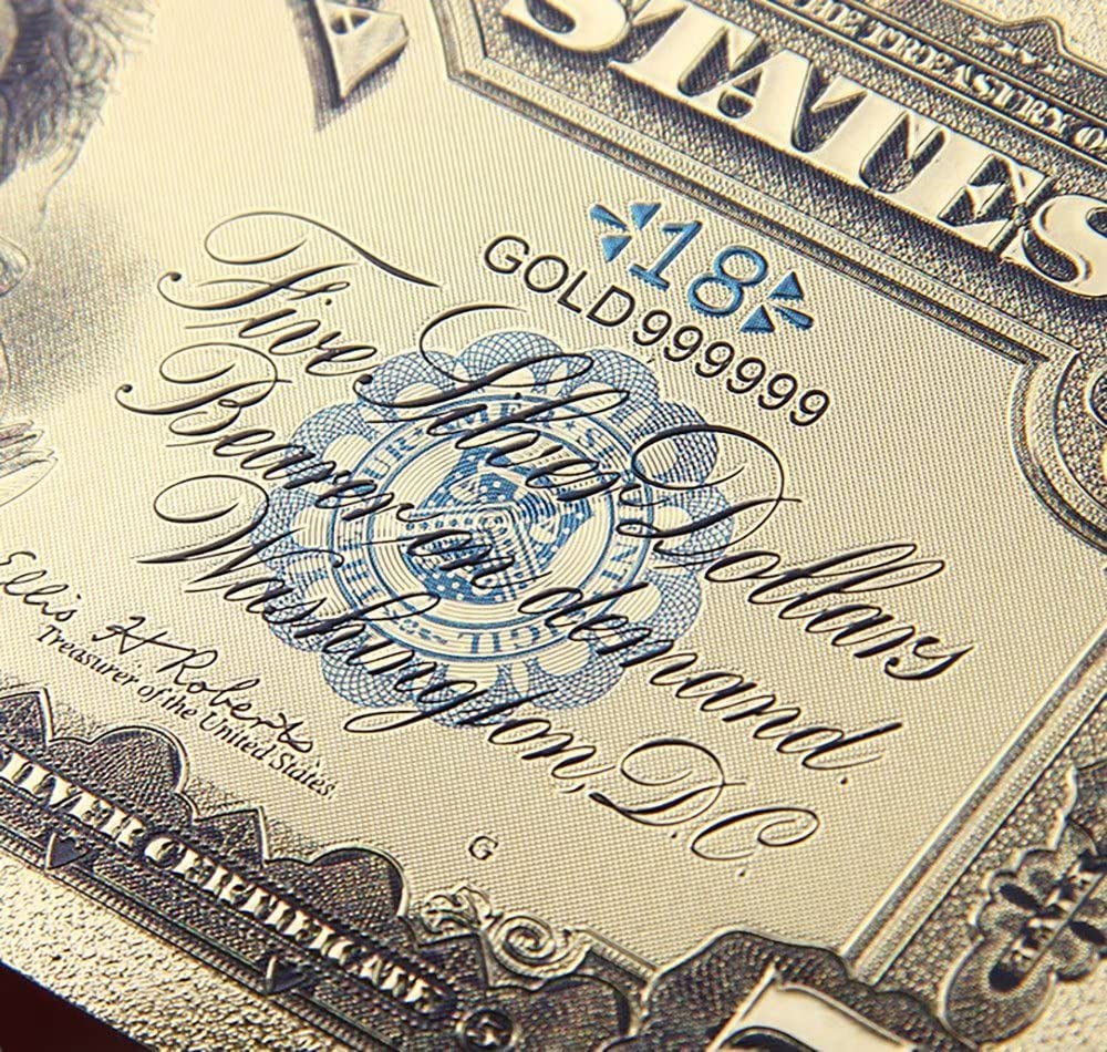 Amazon.com: YIQILAFADA 1902 美元鈔票黃金,24k 鍍金10 美元金箔美元: 玩具和遊戲