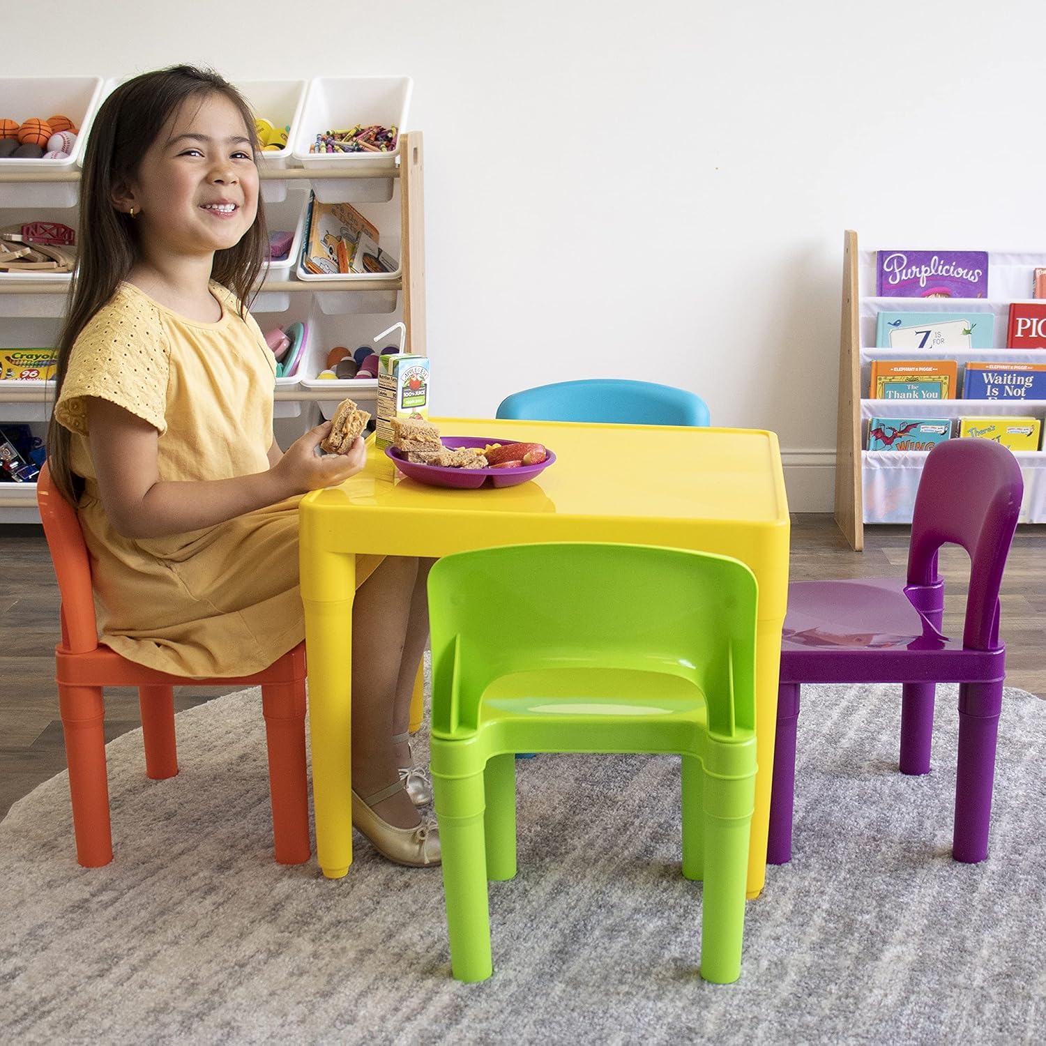 Homesmiths Kids Table and 4 Chair Set, Yellow Table with Chairs - Sturdy Toddler Activity for Playtime, Arts, Crafts, Reading, and More - 5-Piece Children’s Furniture for 3-7 Years 1