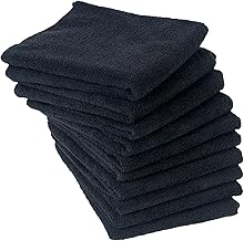 Eurow Microfiber Salon Towels – Bleachproof, Ultra Absorbent & Quick Drying – Soft, Lightweight & Durable for Hair Styling, Beauty, Barber & Spa Use, 16 x 29 Inches, 10-Pack, Black
