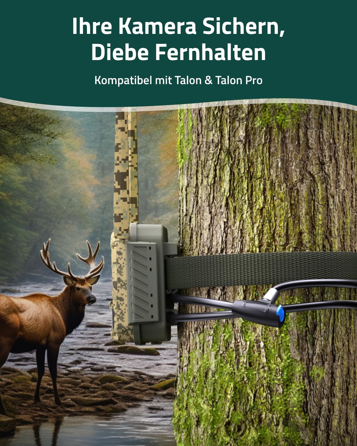 4G LTE Wildkamera mit SIM-Karte, 4K 8MP UHD, Live View jederzeit und überall, 0,2 Sek. Auslösezeit, Talon Pro+Sicherheitsbox+ Kabelschloss