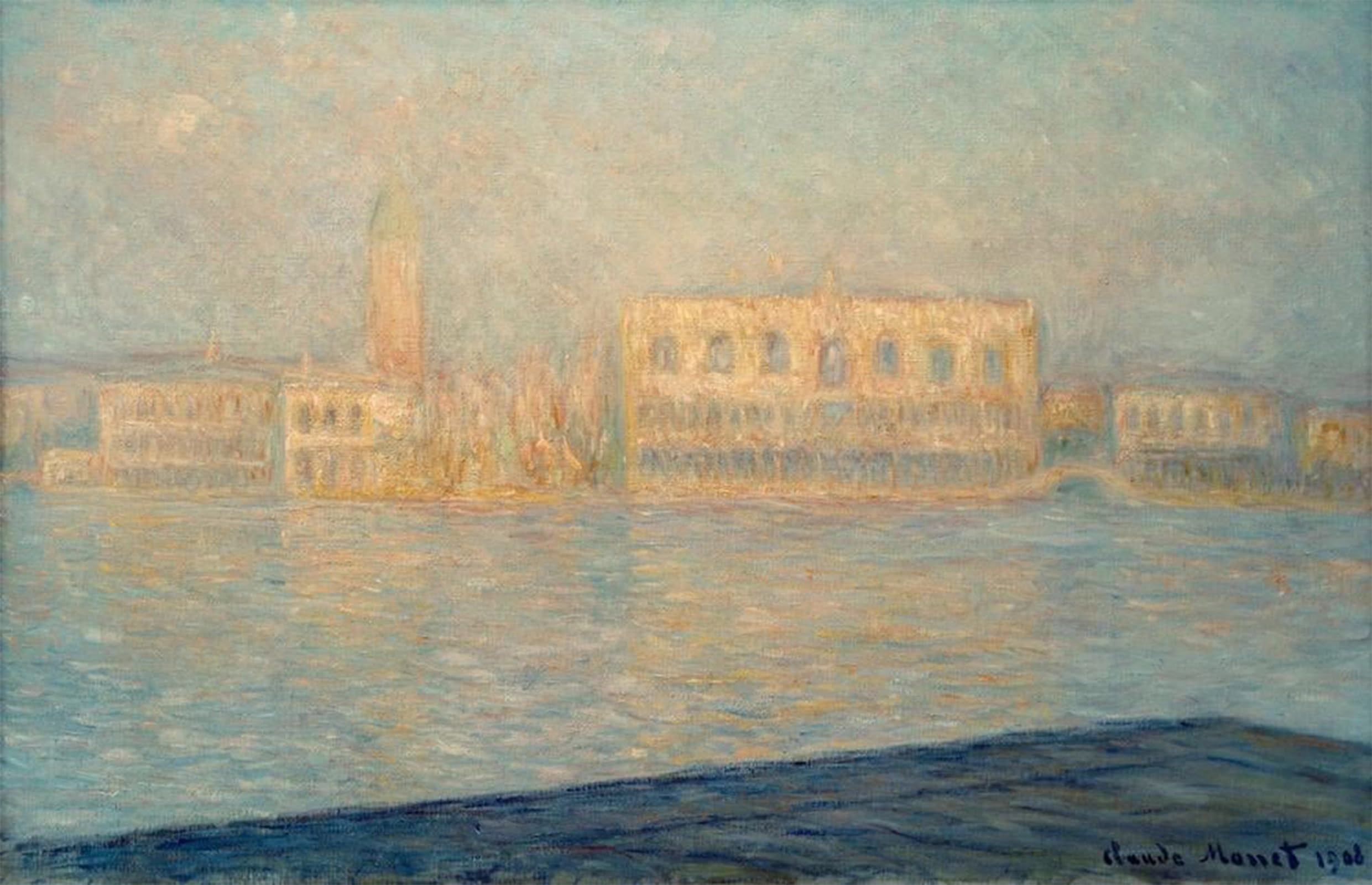 ARTXLXXBN Famous Prints Artwork Pictures Poster Painting Art The Ducal Palace Seen From Saint George Major by Claude Monet Artwork Landscape Pictures for Home Decor 60x90cm