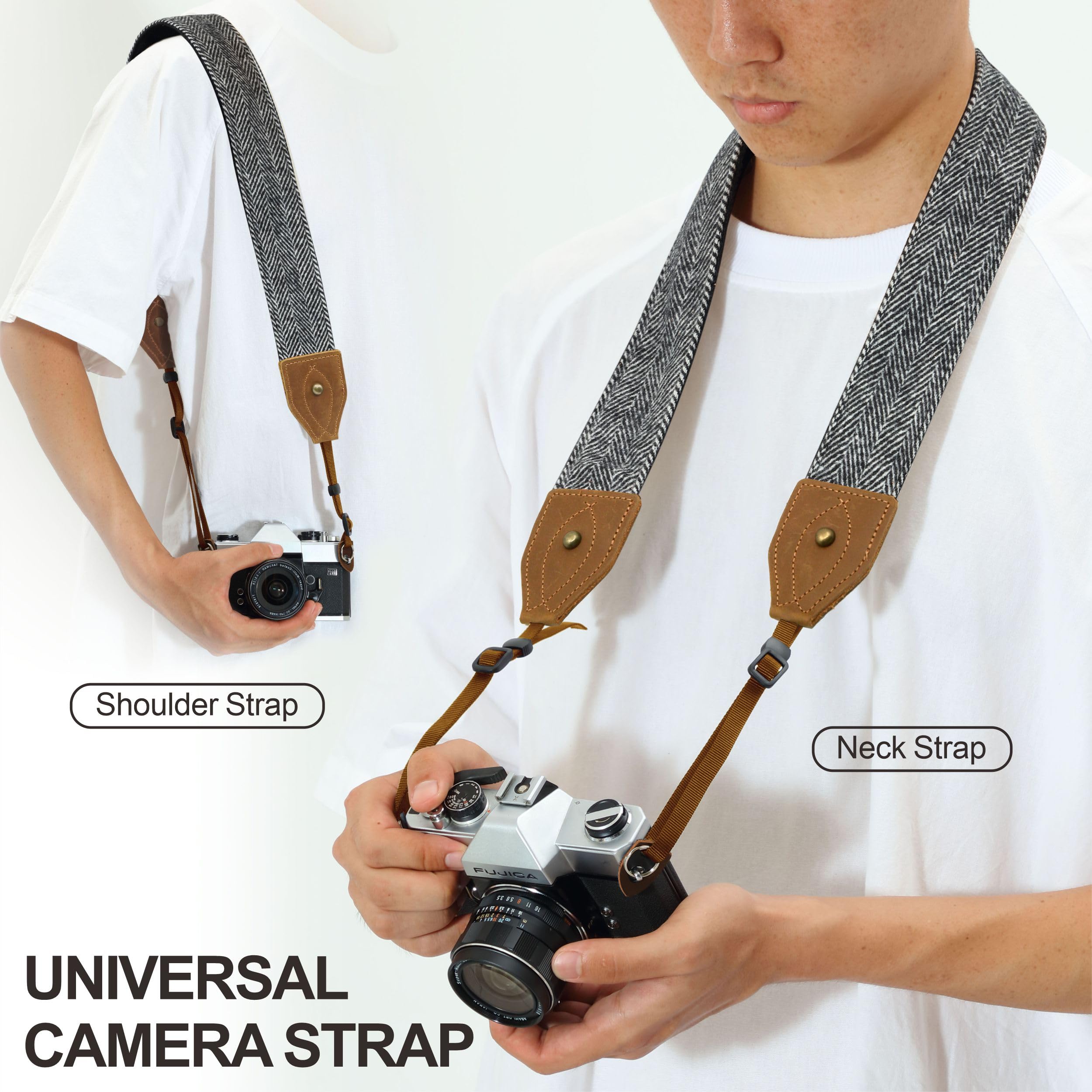 Padwa Lifestyle 2" Wide Classic Crazy Horse Art Cowhide Head Camera Strap - Image 3