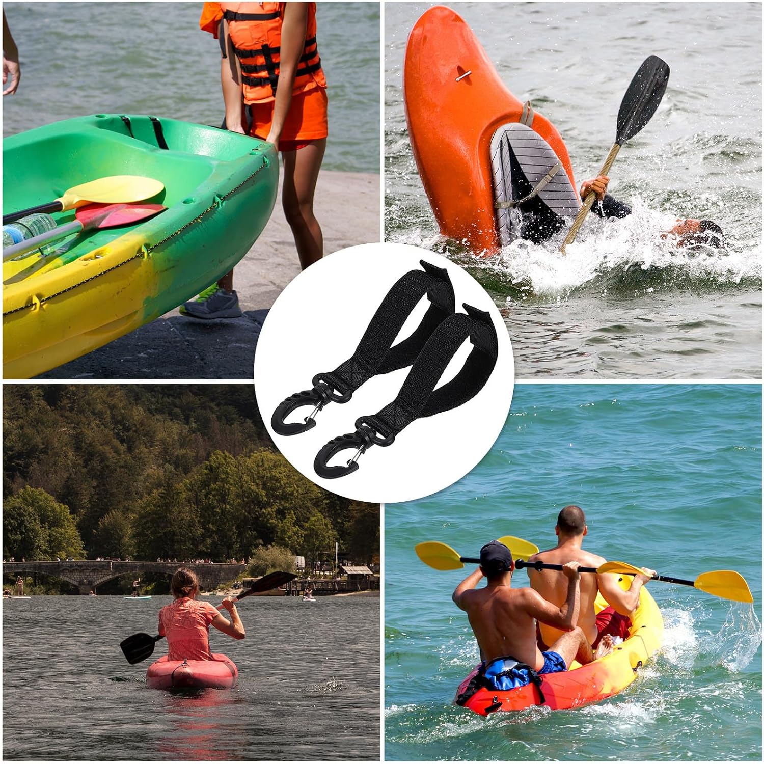 Kayak Paddle Safety Lanyard Nylon Rope with Hook 2pcs Set Boat Paddle Leash for Kayaking and Water Sports Accessories
