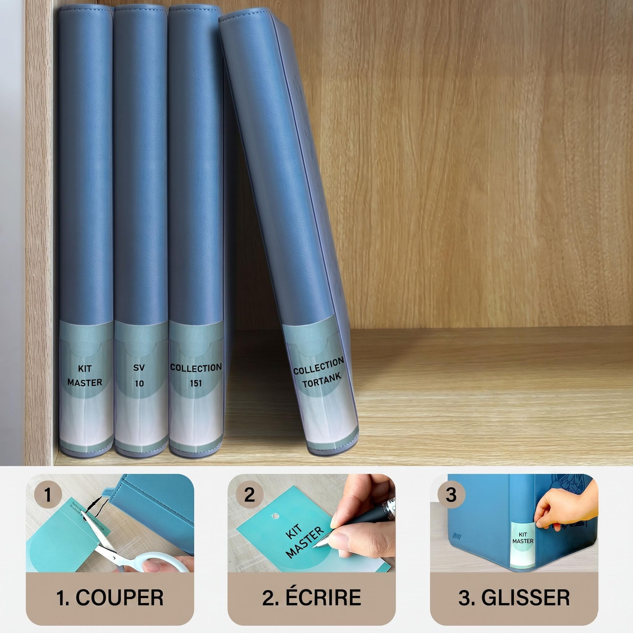 Douper Classeur de Cartes à Collectionner 9 Pochettes, Capacité 360 Cartes | Album de cartes pour jeux de cartes à collectionner avec pochettes à chargement latéral - bleu